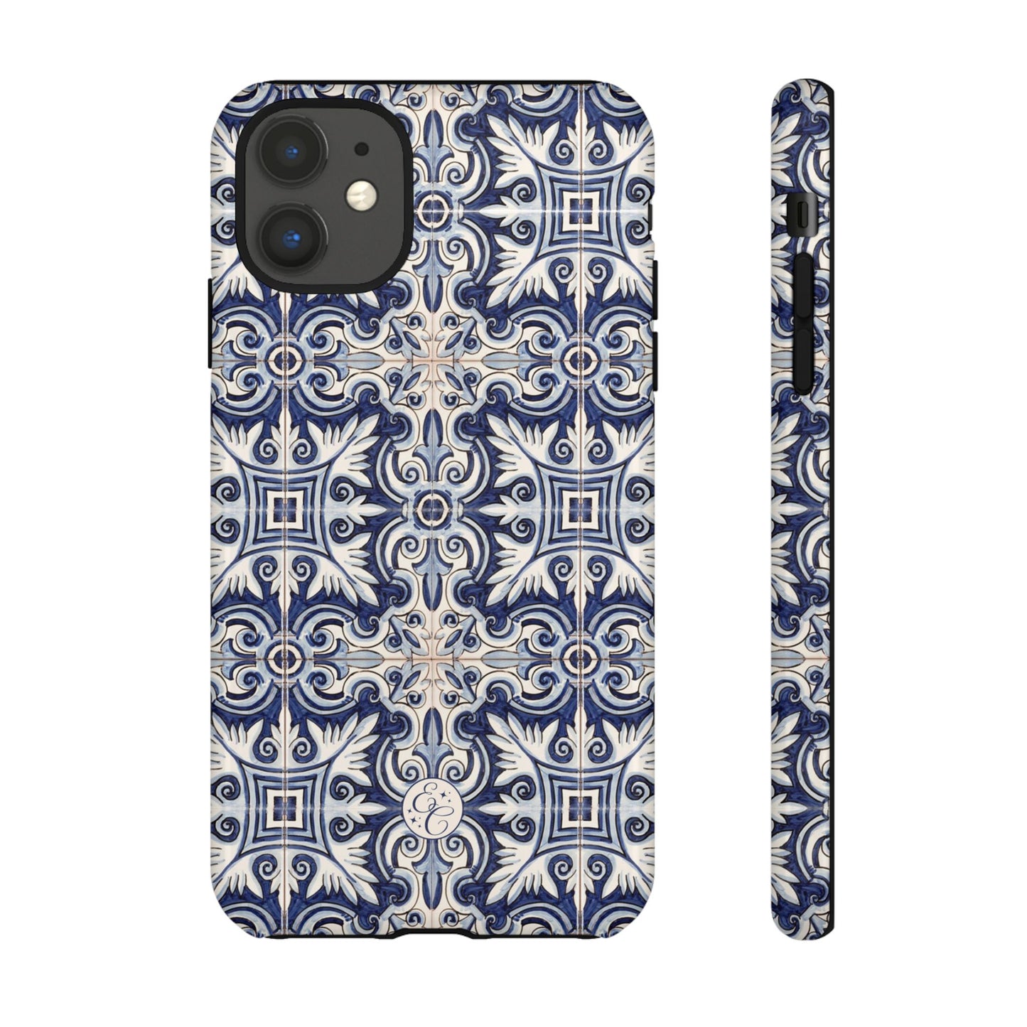 Mediterranean Floral Ceramic Pattern Tough Phone Case
