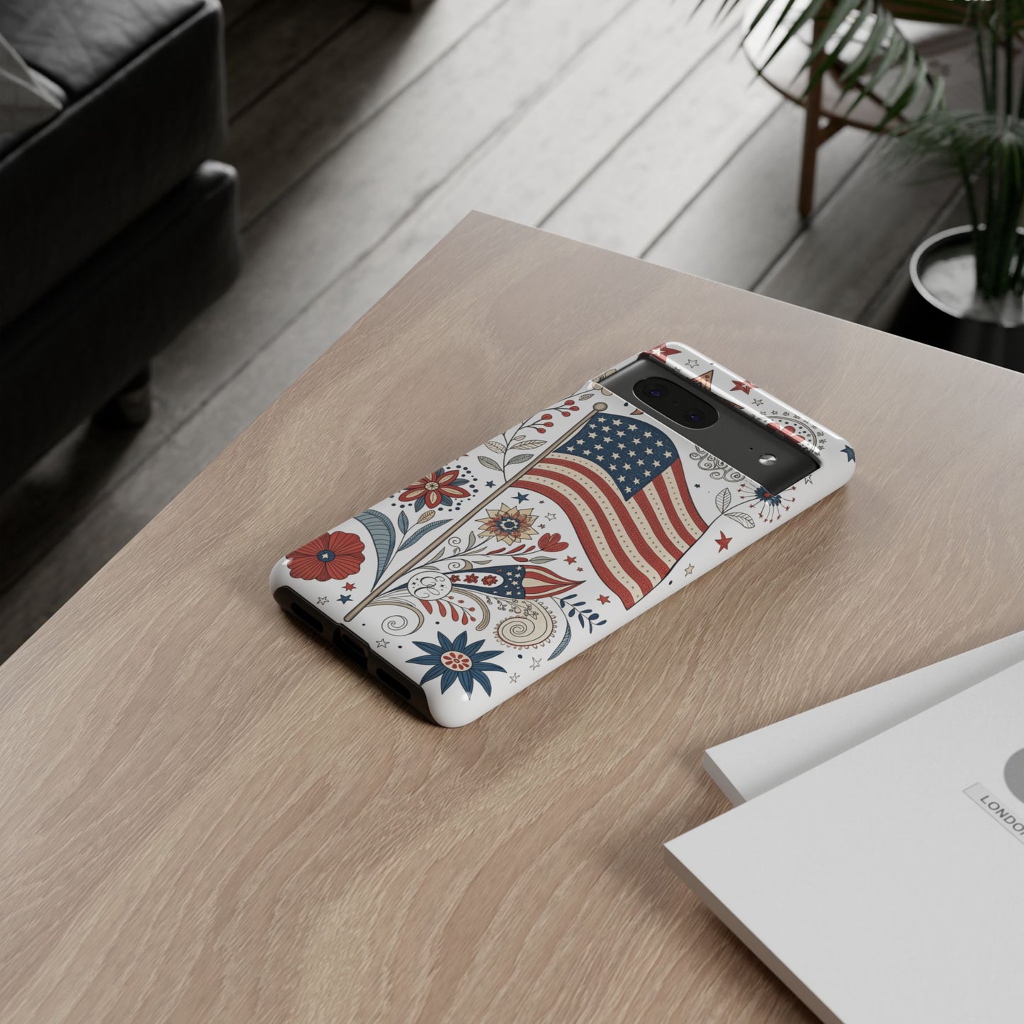 Boho USA Flag Floral Tough Phone Case