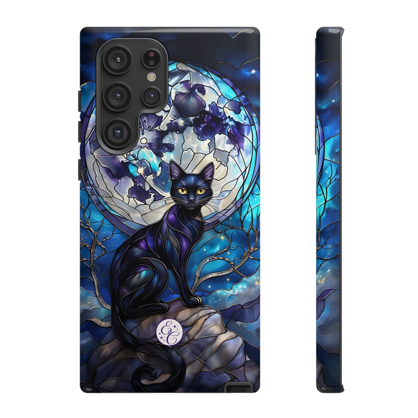 Stained Glass Black Cat Tough Phone Case
