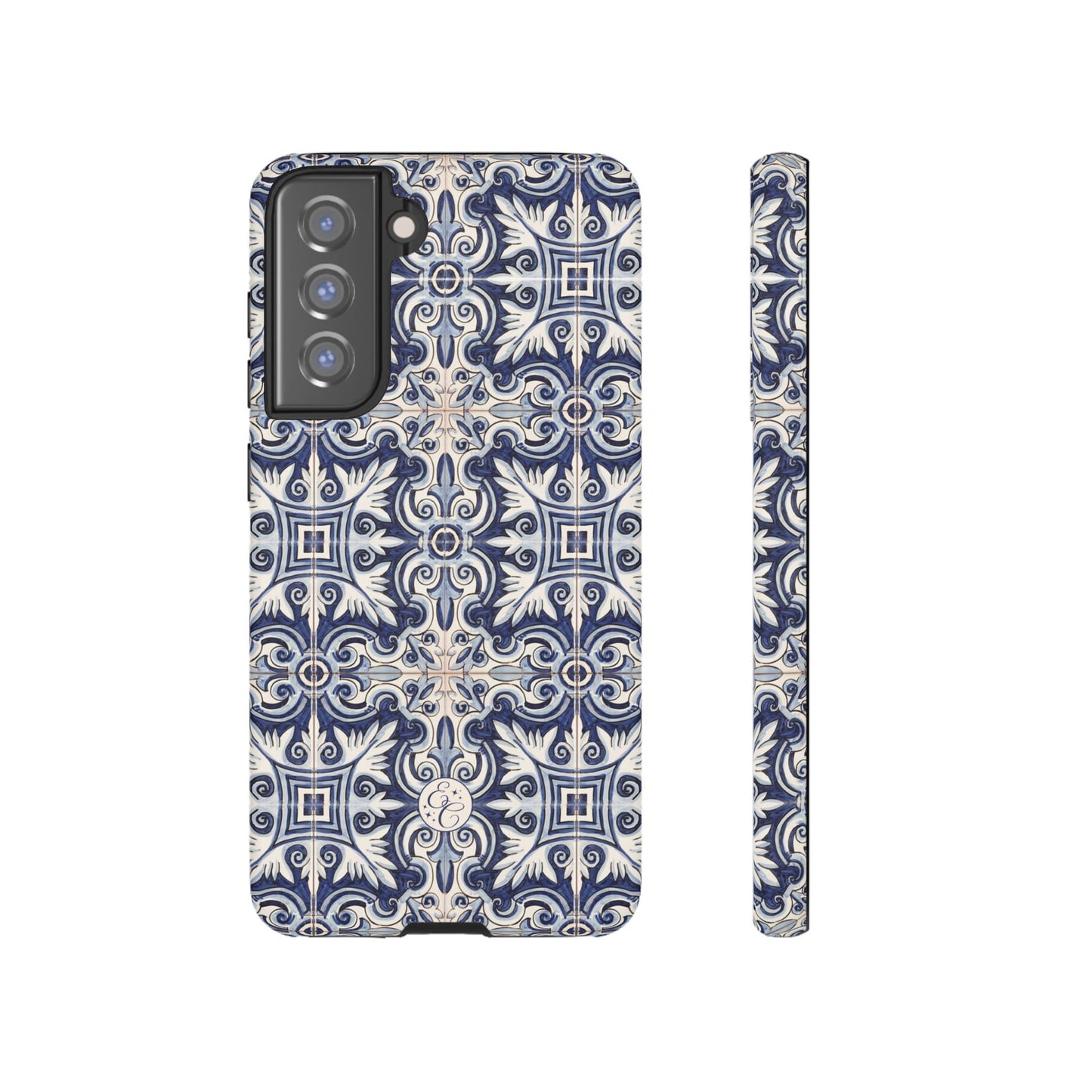 Mediterranean Floral Ceramic Pattern Tough Phone Case