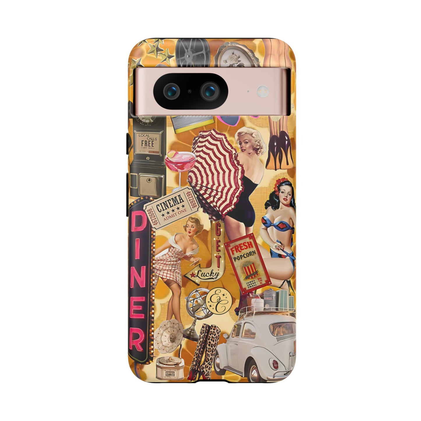 Retro Pin-up Collage Tough Phone Case