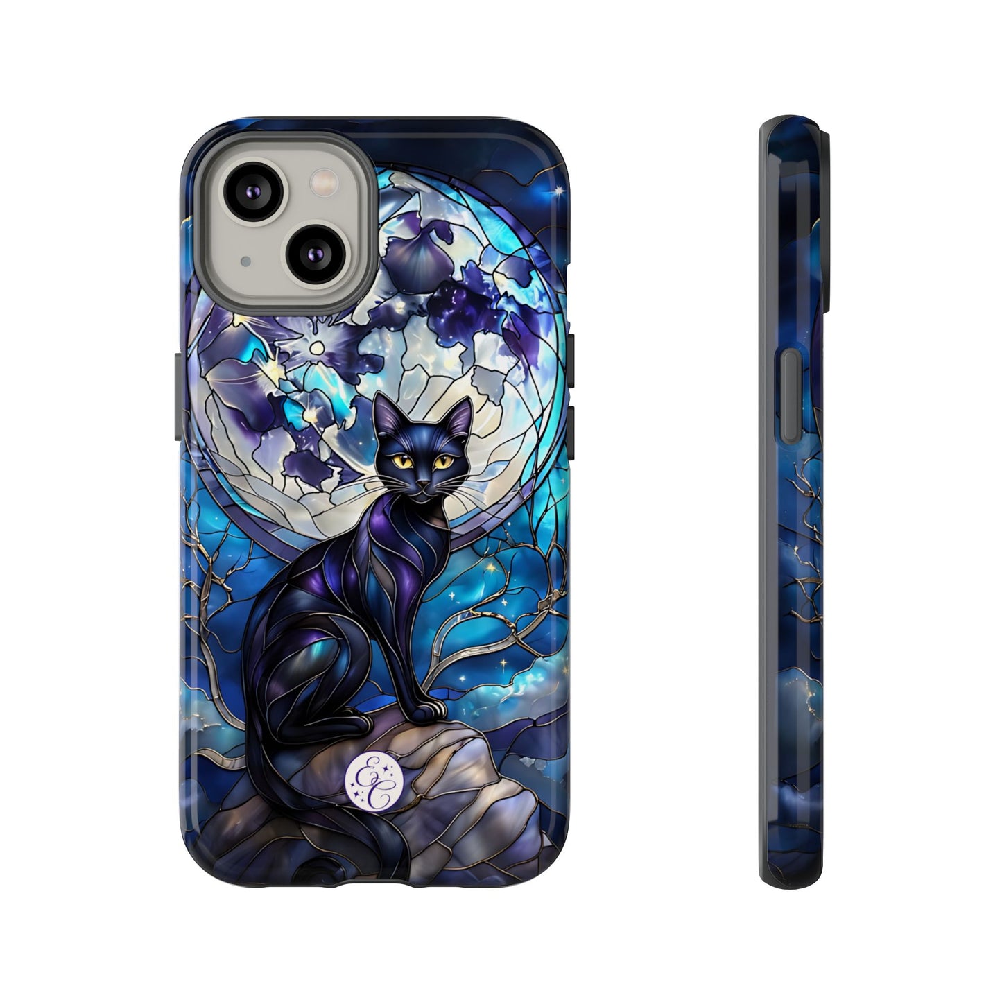 Stained Glass Black Cat Tough Phone Case