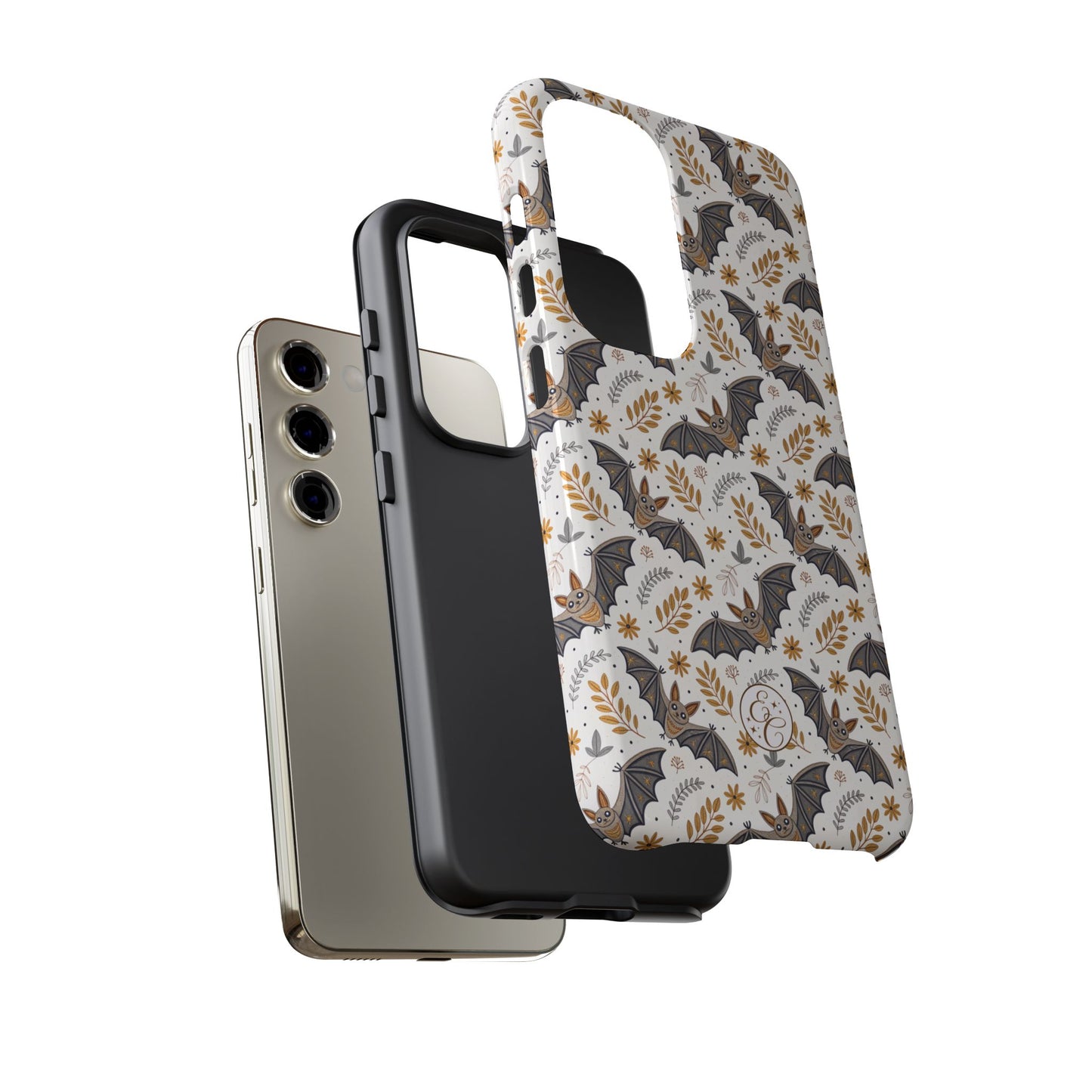 Boho Halloween Bat Pattern Tough Phone Case