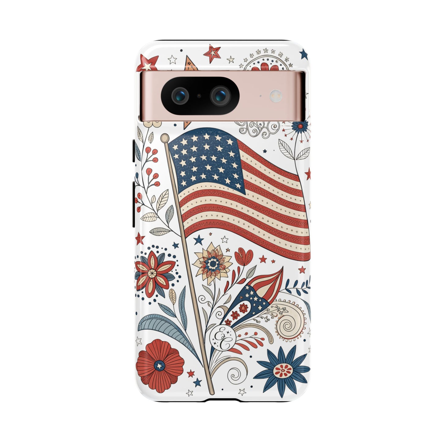 Boho USA Flag Floral Tough Phone Case