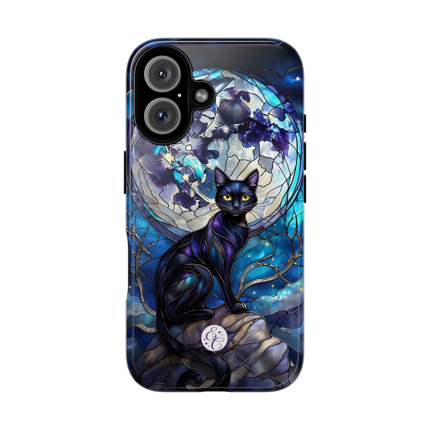 Stained Glass Black Cat Tough Phone Case
