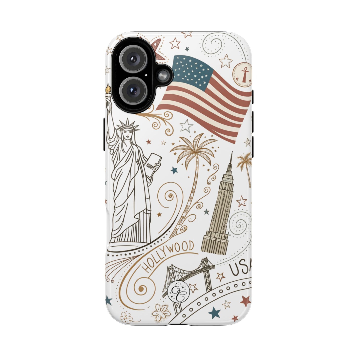USA Landmarks Boho Doodle Tough Phone Case