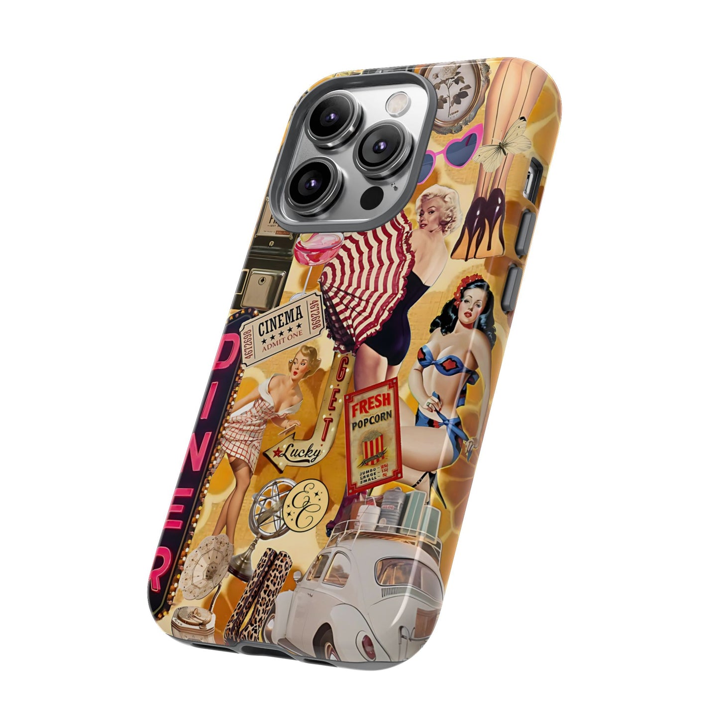 Retro Pin-up Collage Tough Phone Case