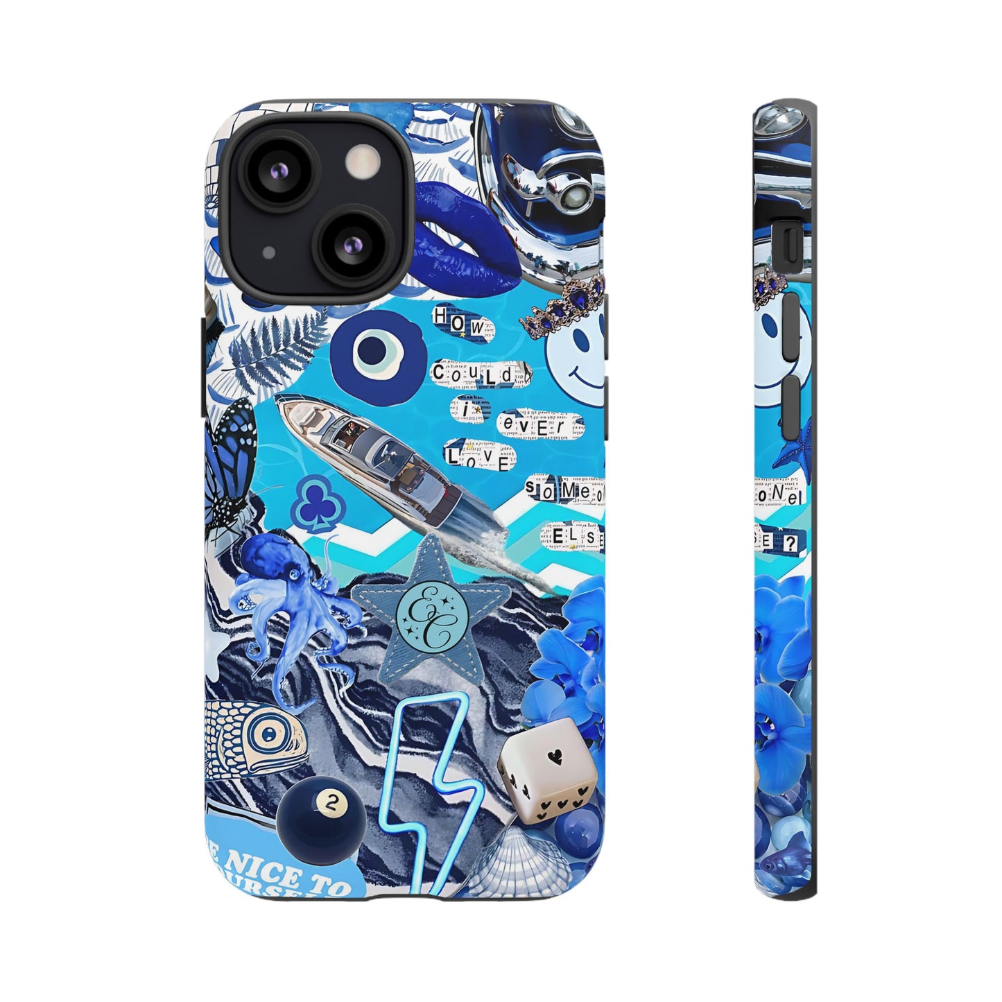 Eclectic Blue Collage Tough Phone Case