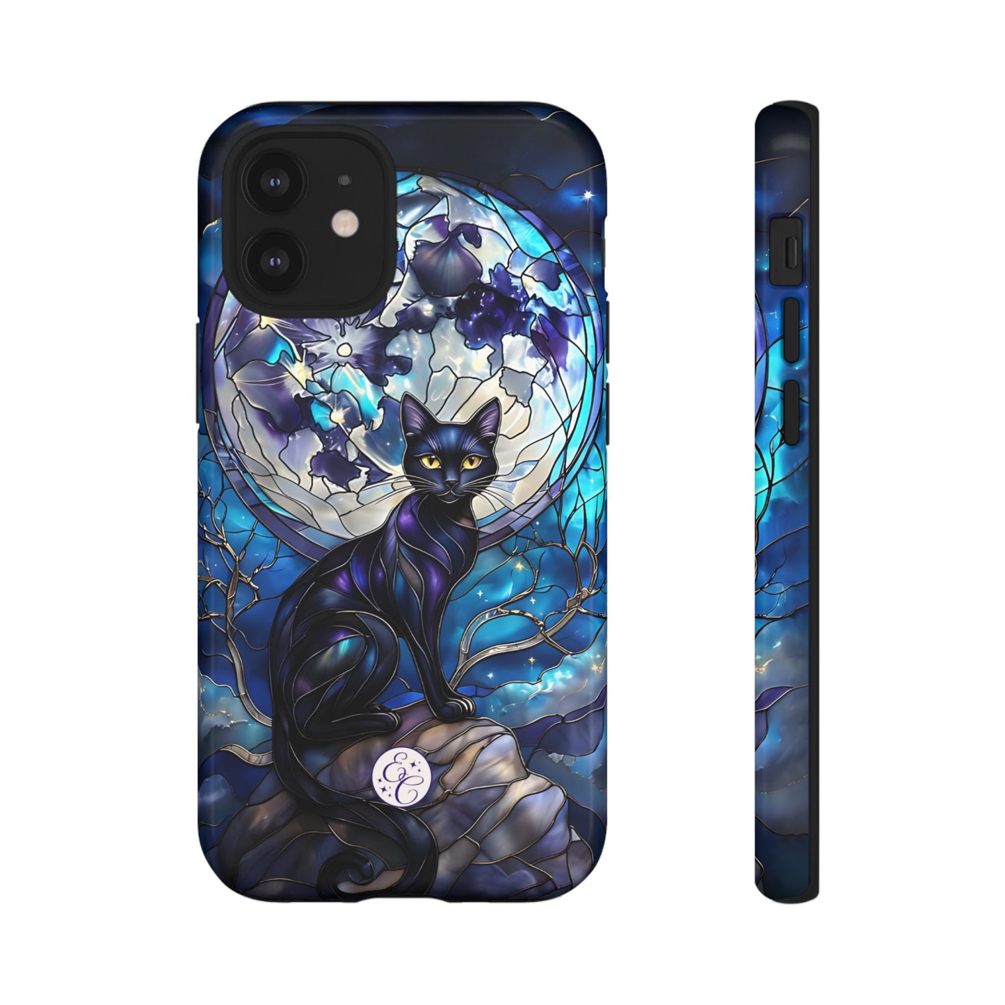 Stained Glass Black Cat Tough Phone Case