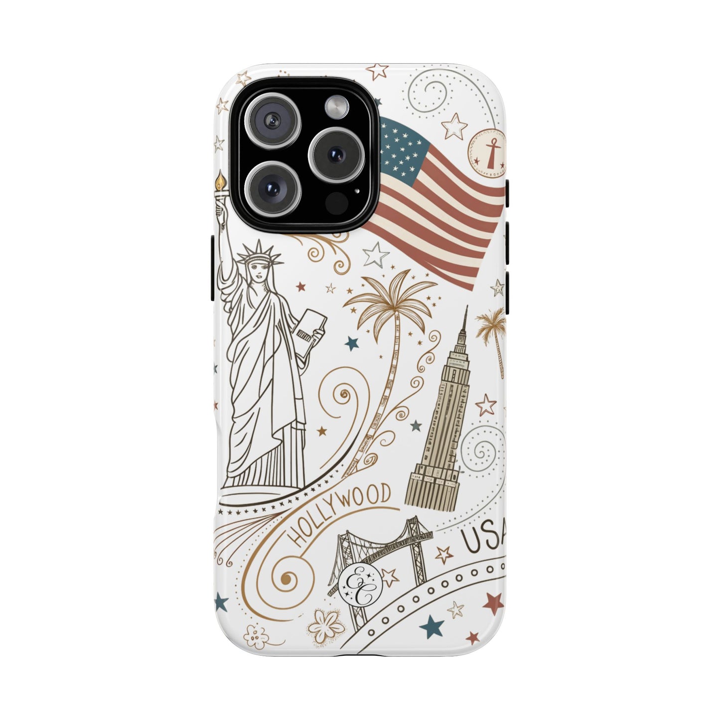 USA Landmarks Boho Doodle Tough Phone Case
