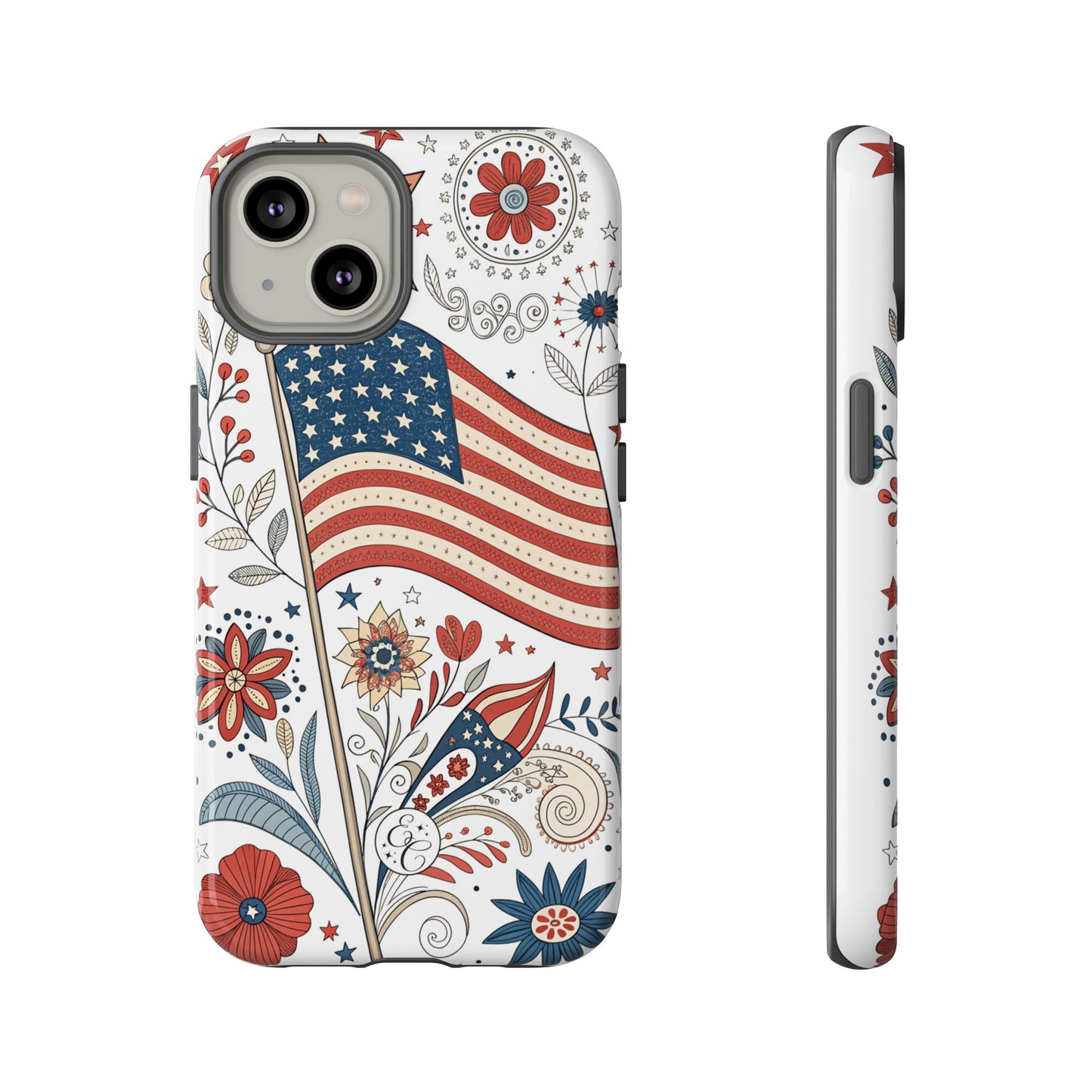 Boho USA Flag Floral Tough Phone Case