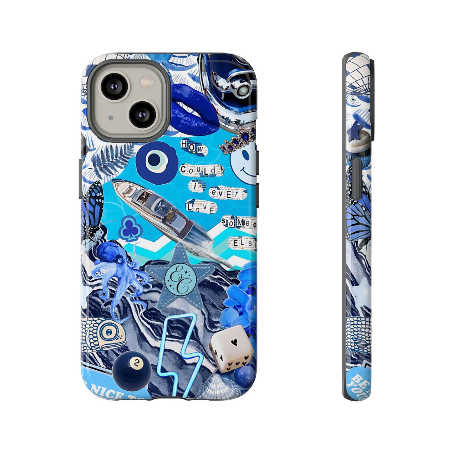 Eclectic Blue Collage Tough Phone Case