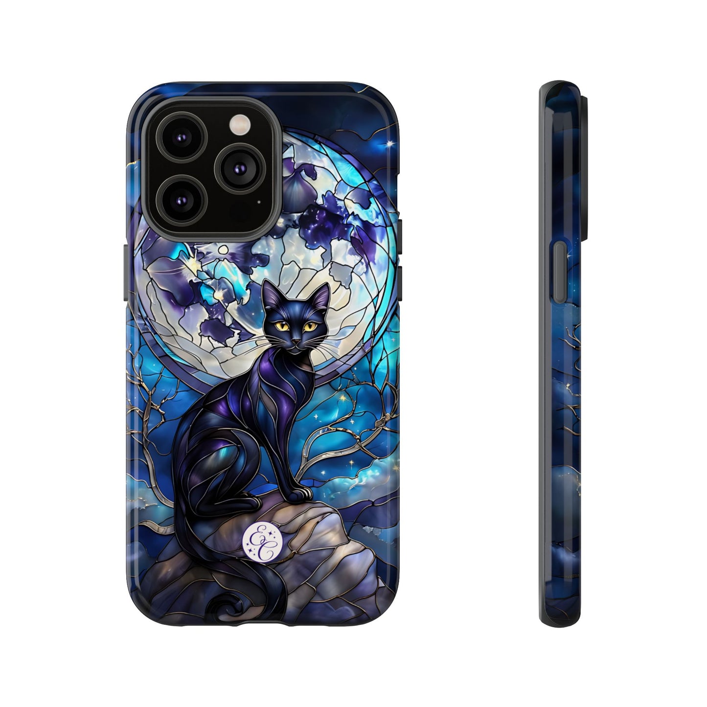 Stained Glass Black Cat Tough Phone Case
