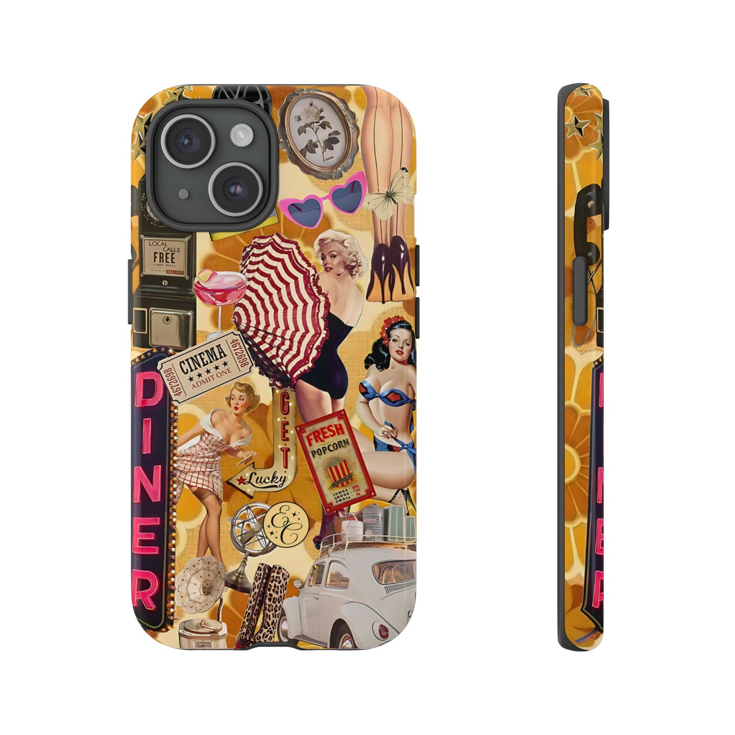 Retro Pin-up Collage Tough Phone Case