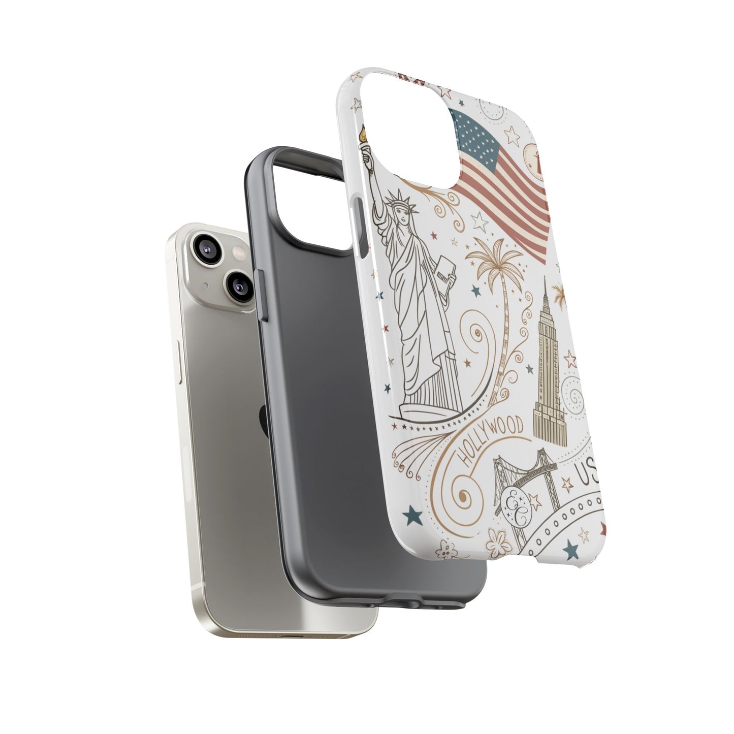 USA Landmarks Boho Doodle Tough Phone Case