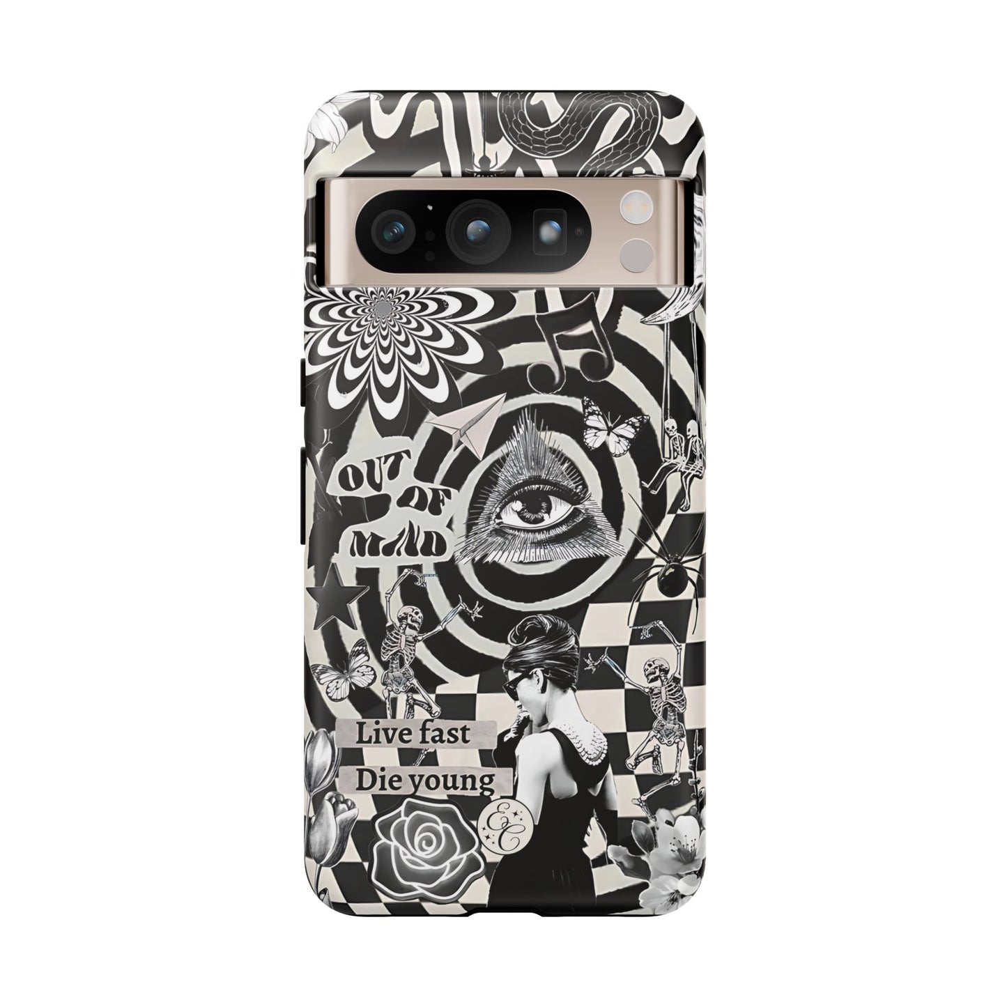 Black and White Psychedelic Art Tough Phone Case