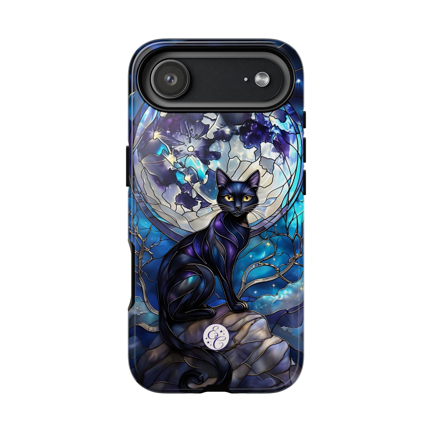 Stained Glass Black Cat Tough Phone Case