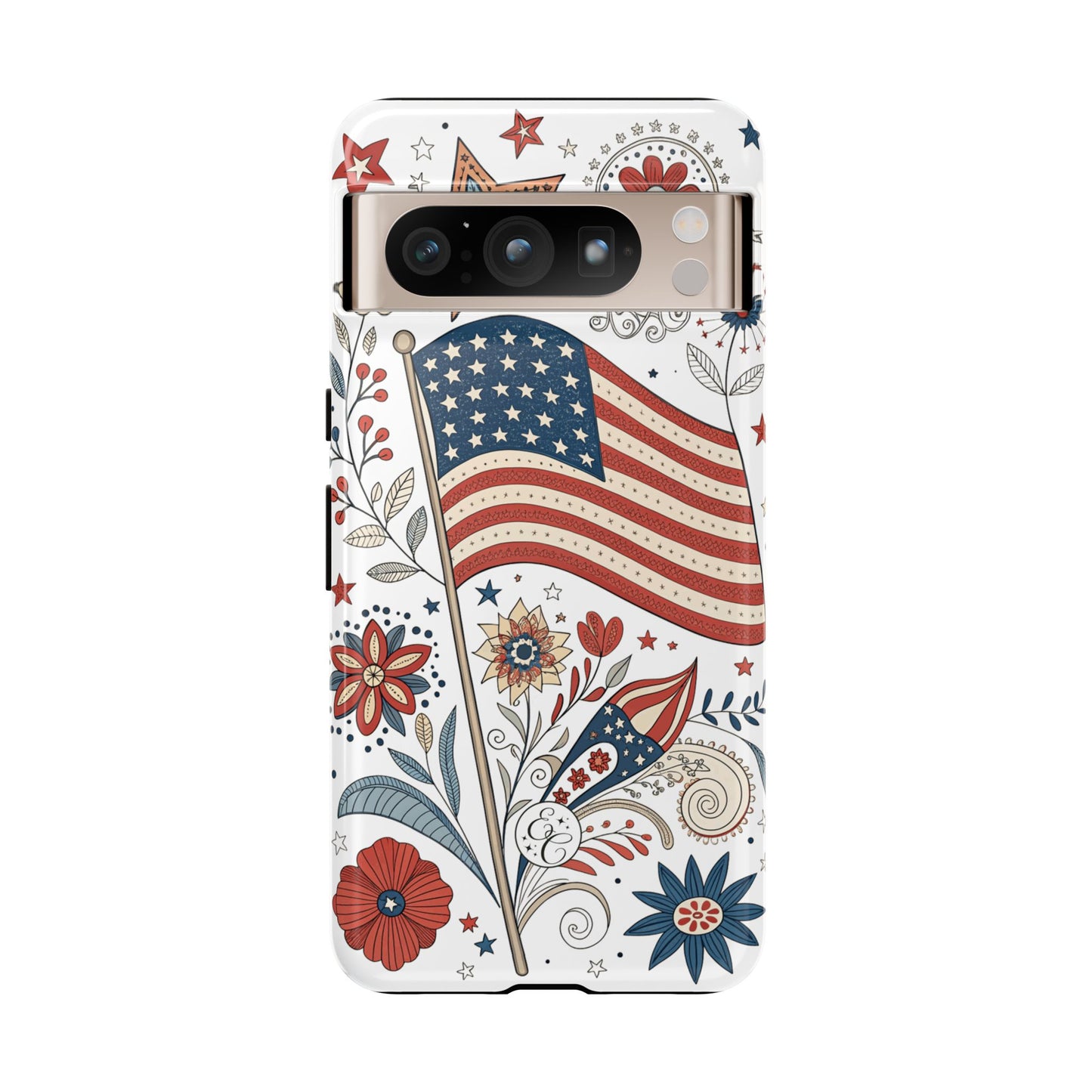 Boho USA Flag Floral Tough Phone Case