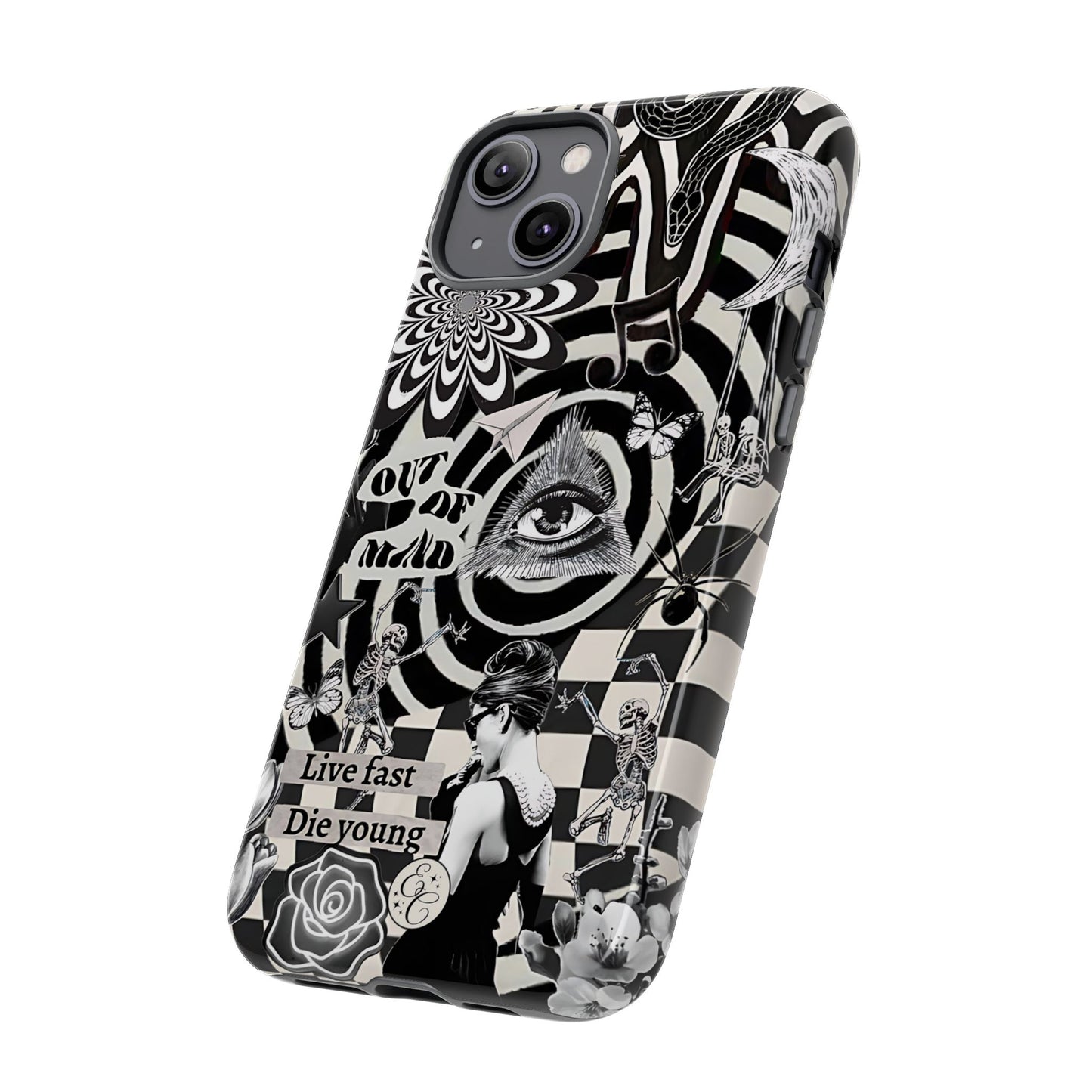 Black and White Psychedelic Art Tough Phone Case