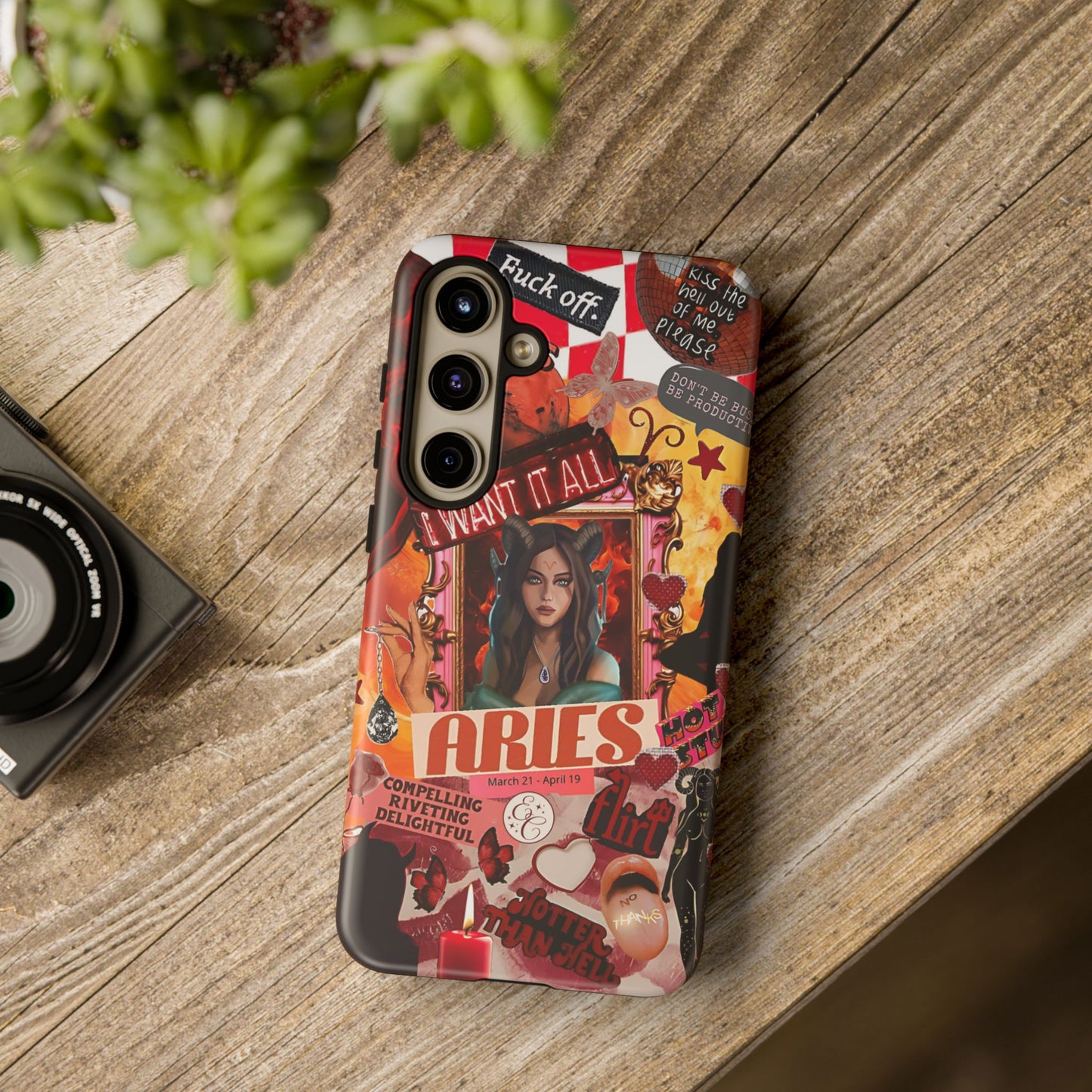 Aries Vintage Zodiac Collage Tough Phone Case