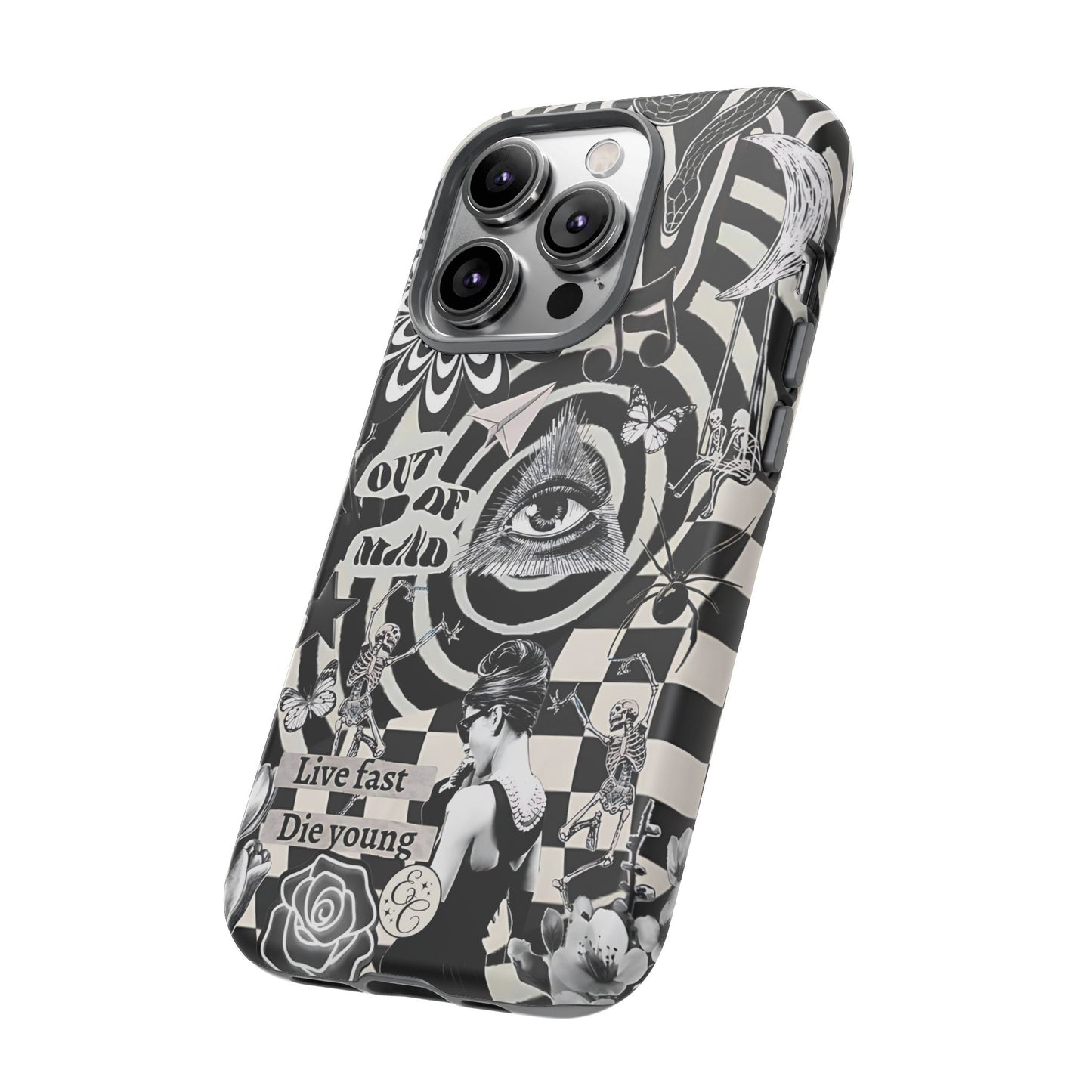 Black and White Psychedelic Art Tough Phone Case