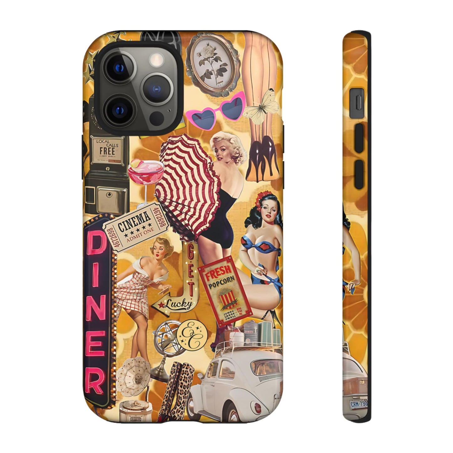 Retro Pin-up Collage Tough Phone Case