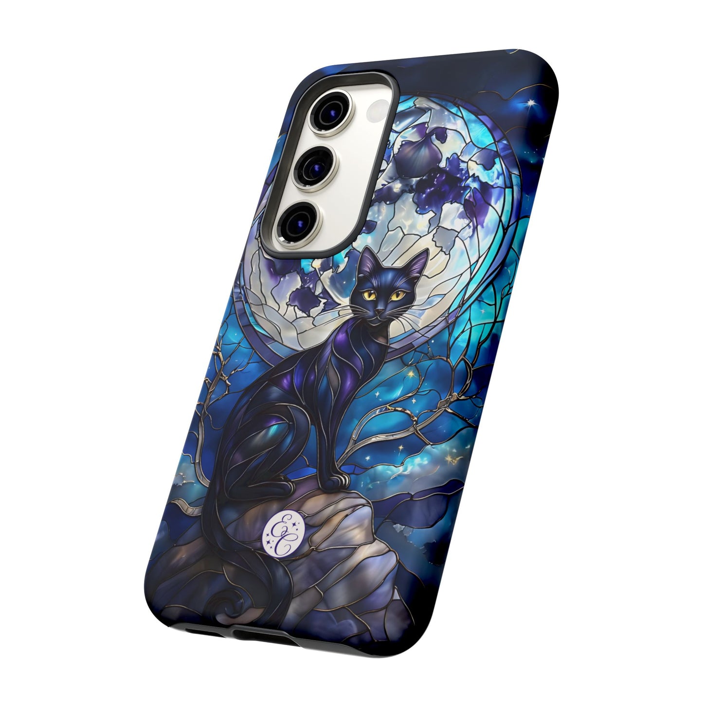 Stained Glass Black Cat Tough Phone Case