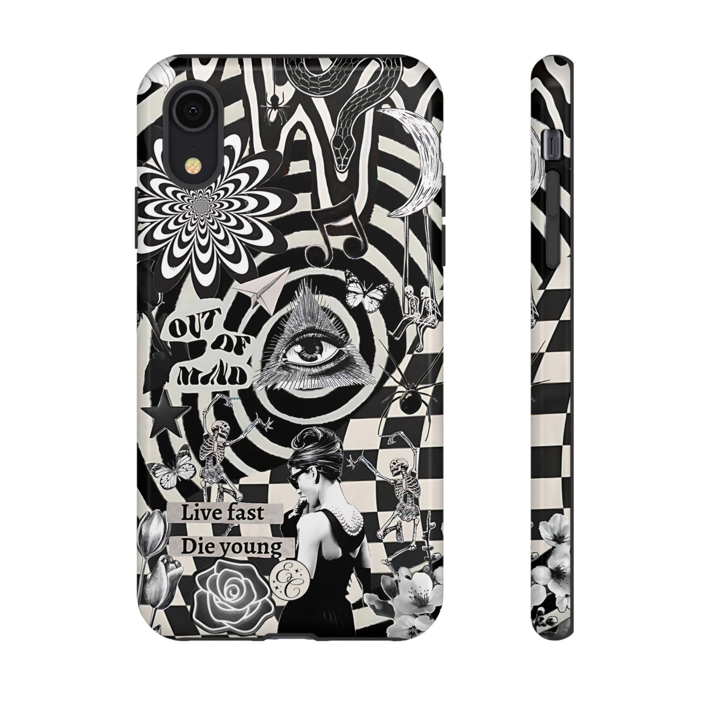 Black and White Psychedelic Art Tough Phone Case