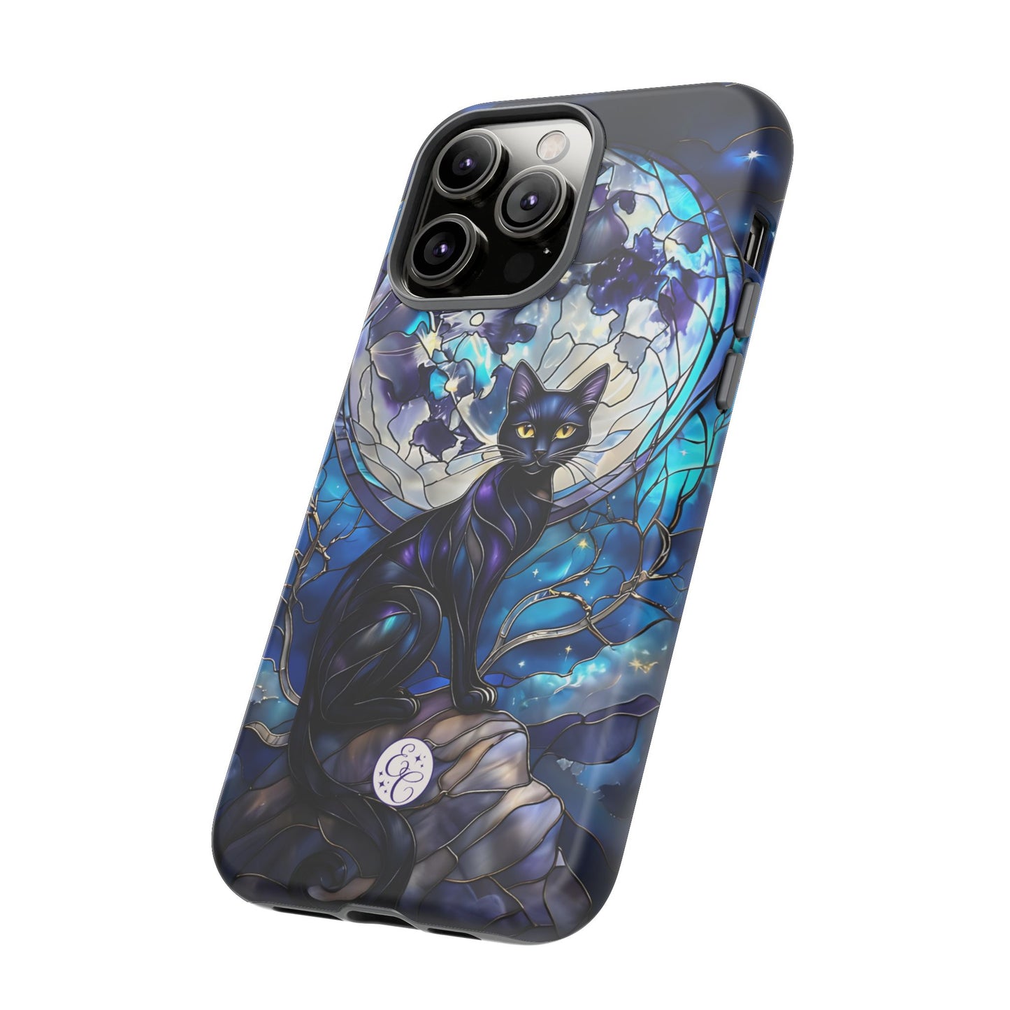 Stained Glass Black Cat Tough Phone Case