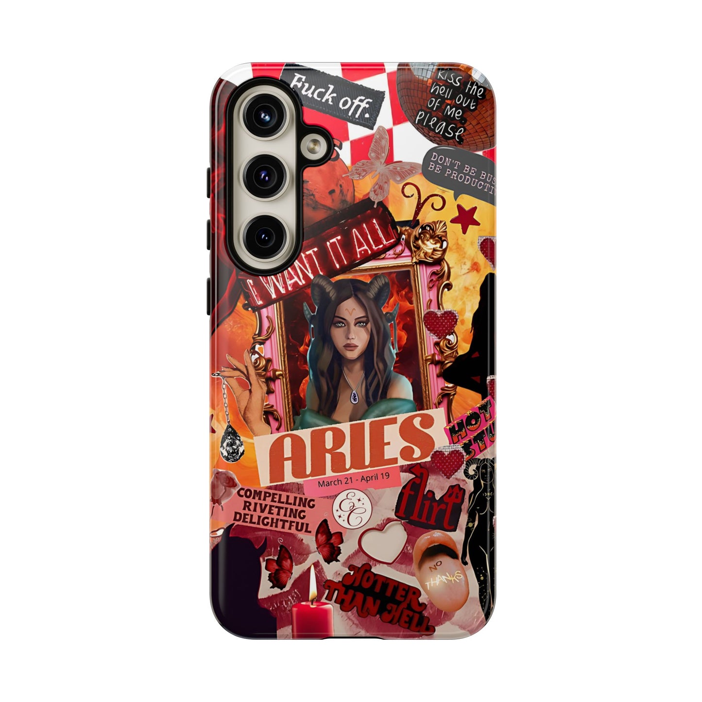 Aries Vintage Zodiac Collage Tough Phone Case