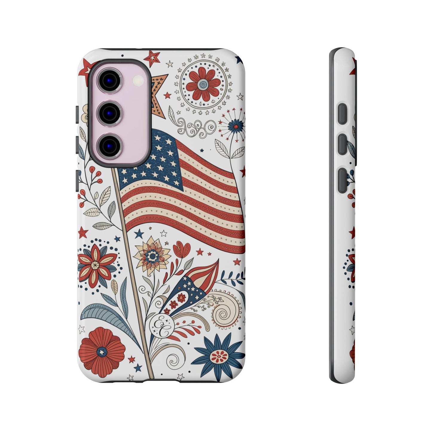Boho USA Flag Floral Tough Phone Case