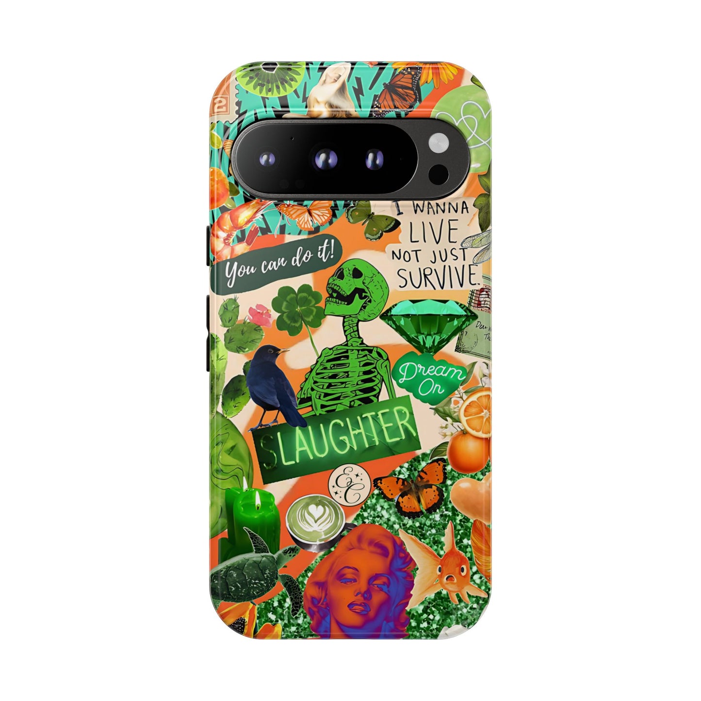 Green and Orange Collage Tough Phone Case