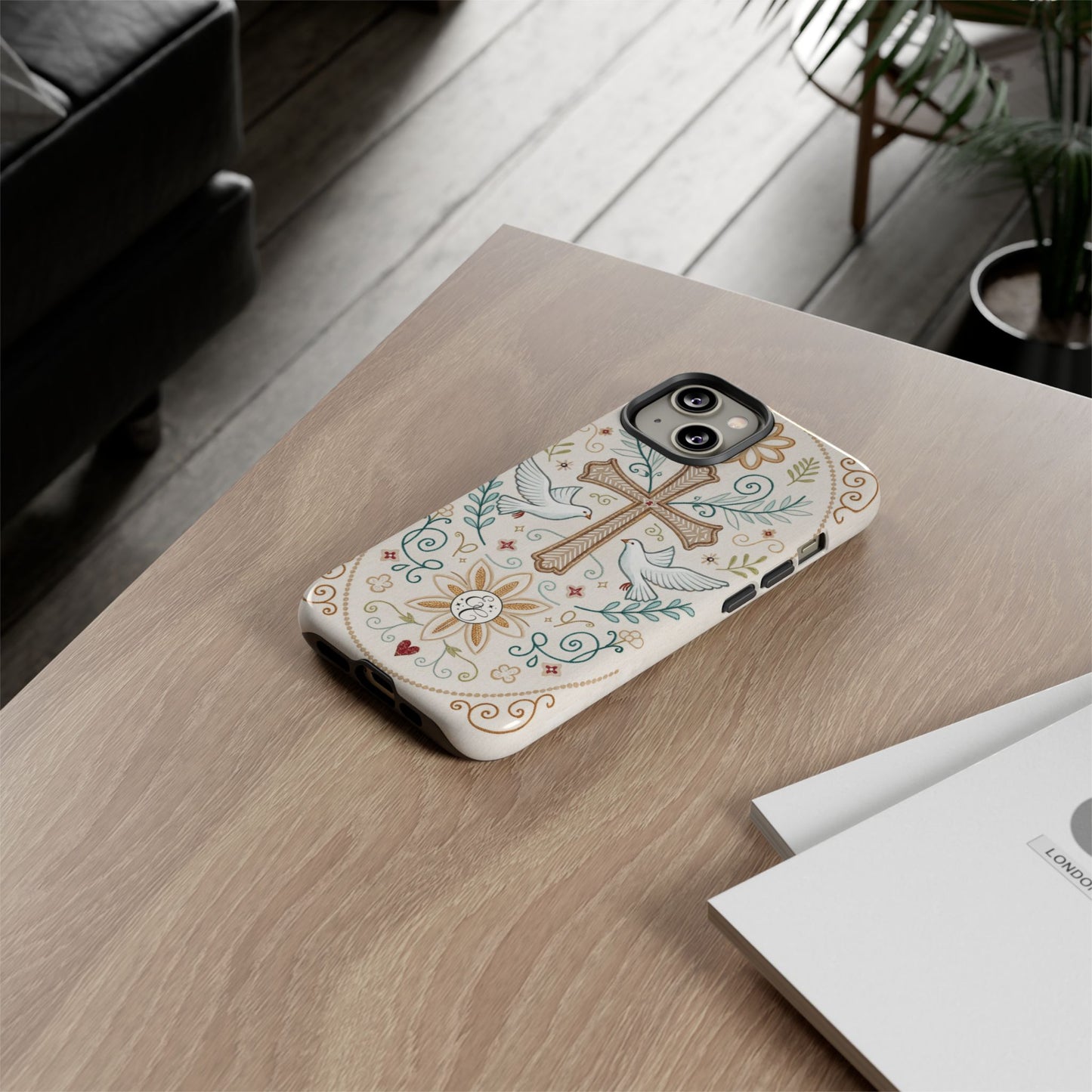 Christian Cross and Doves Tough Phone Case