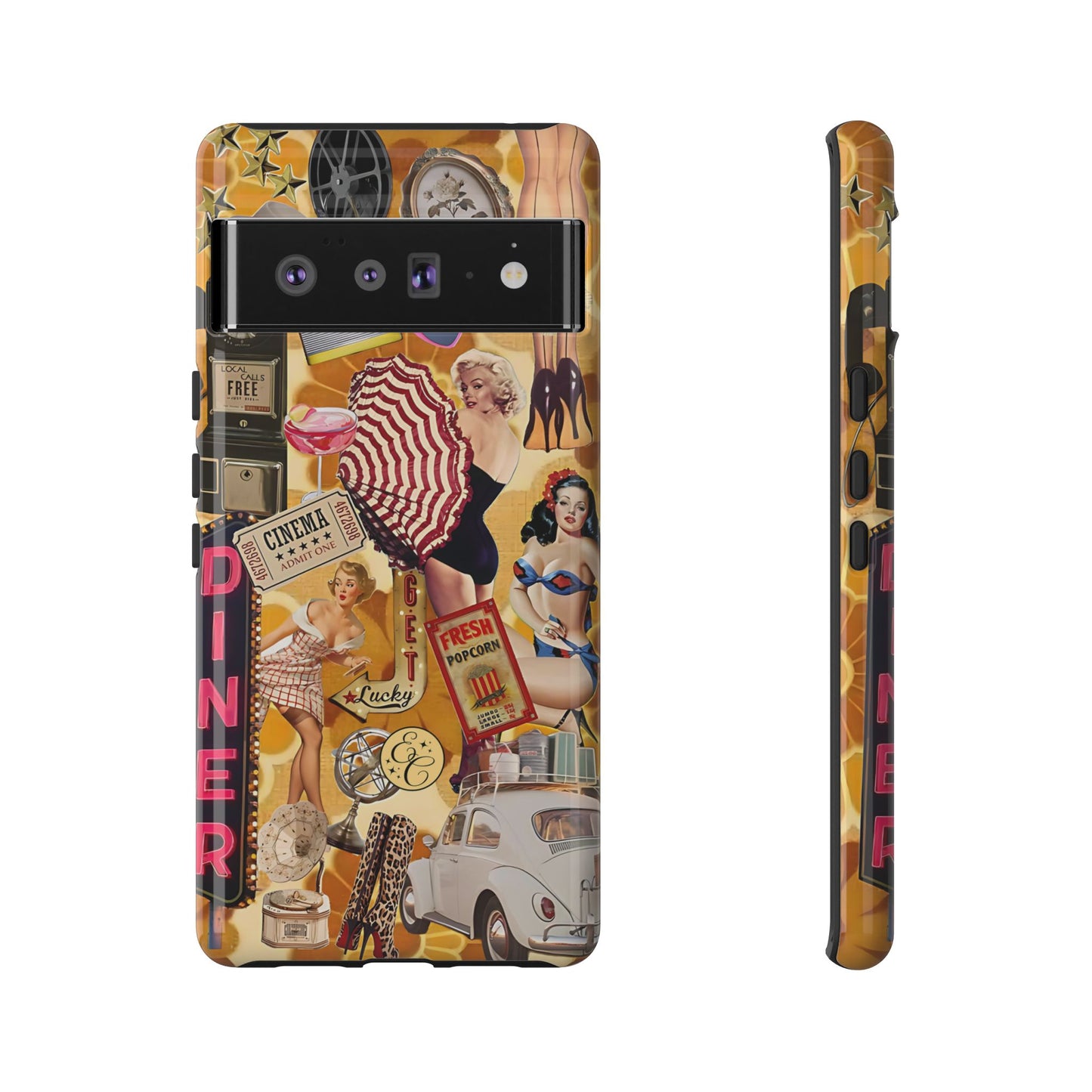 Retro Pin-up Collage Tough Phone Case
