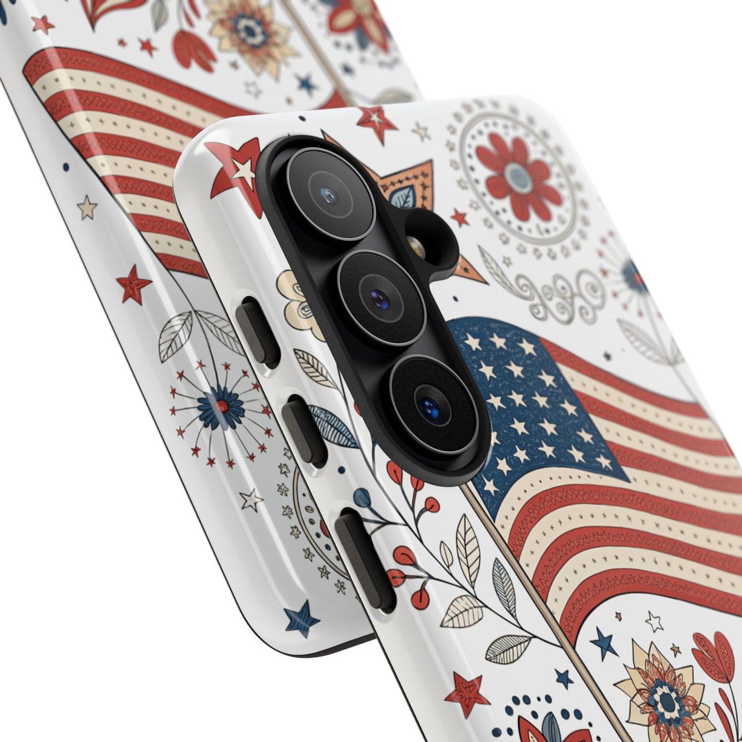 Boho USA Flag Floral Tough Phone Case