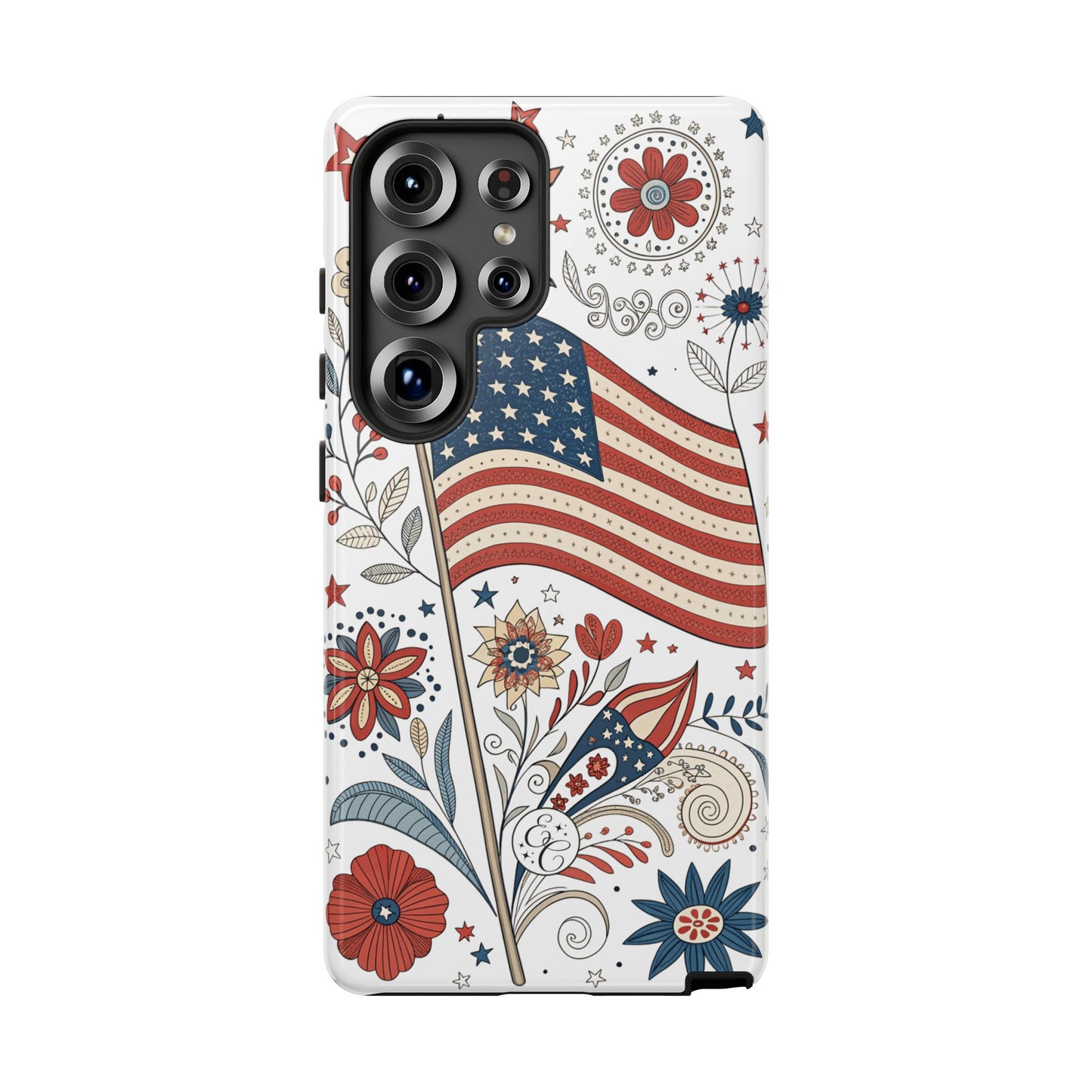 Boho USA Flag Floral Tough Phone Case