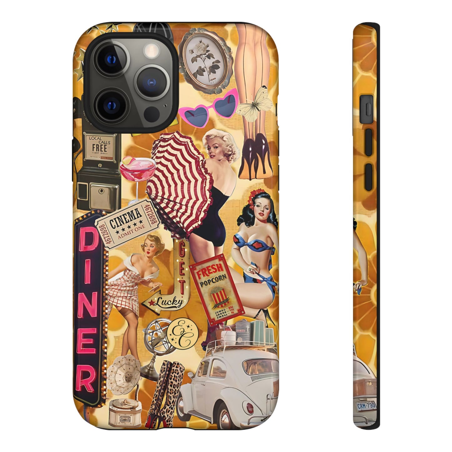 Retro Pin-up Collage Tough Phone Case