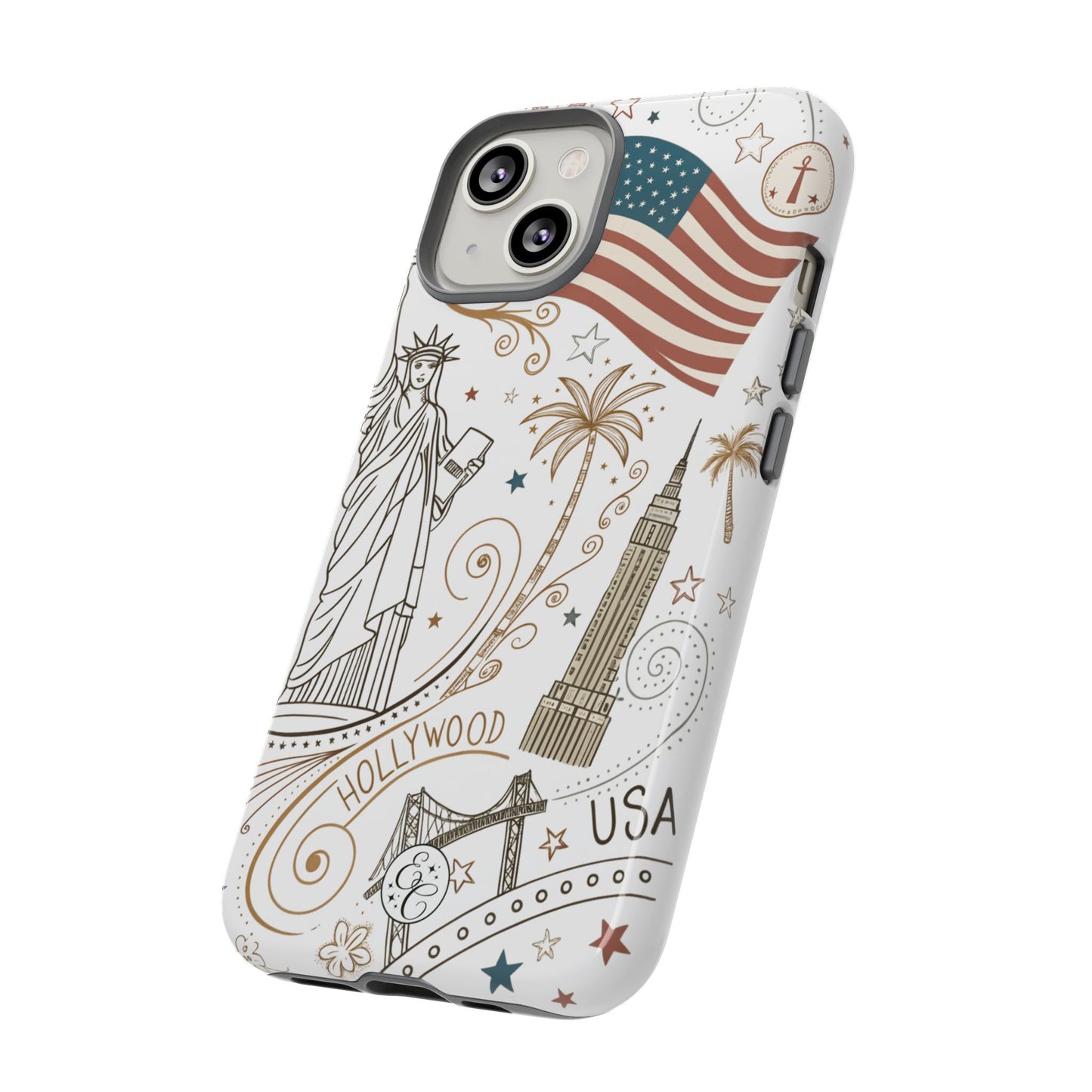 USA Landmarks Boho Doodle Tough Phone Case