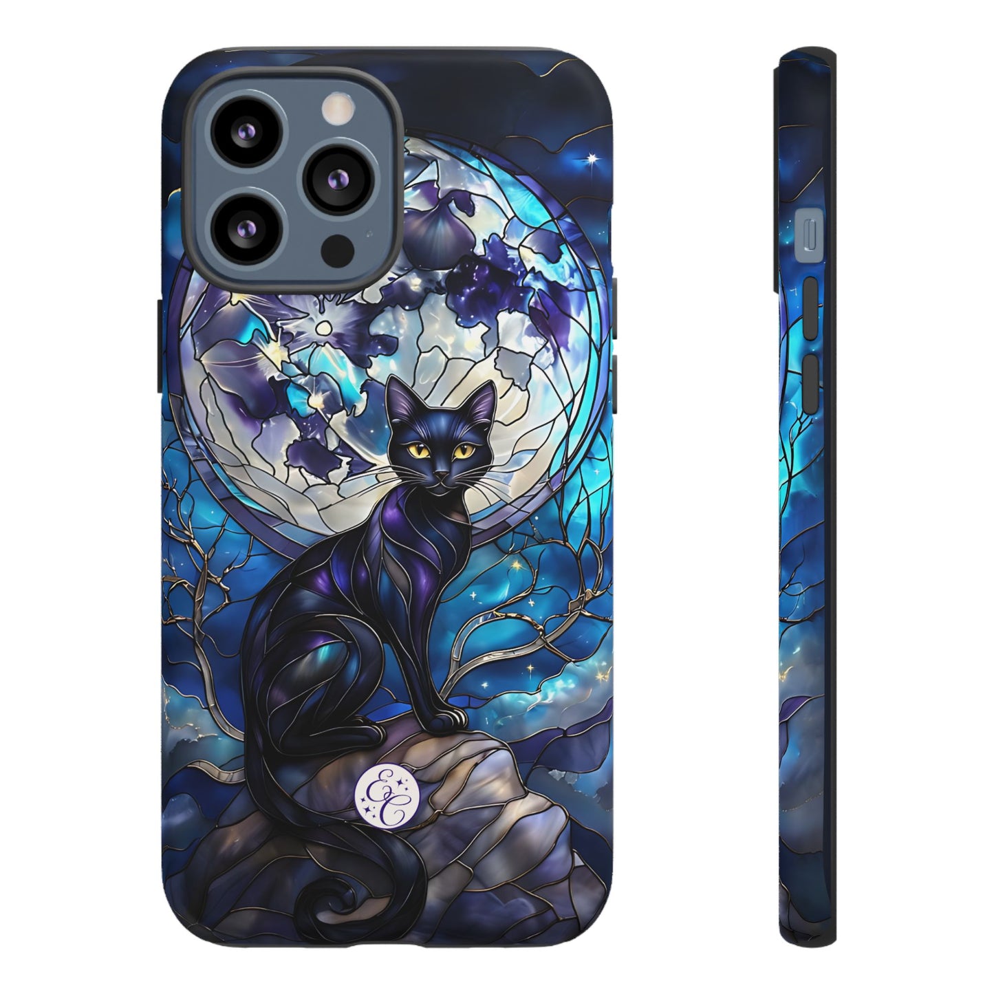 Stained Glass Black Cat Tough Phone Case