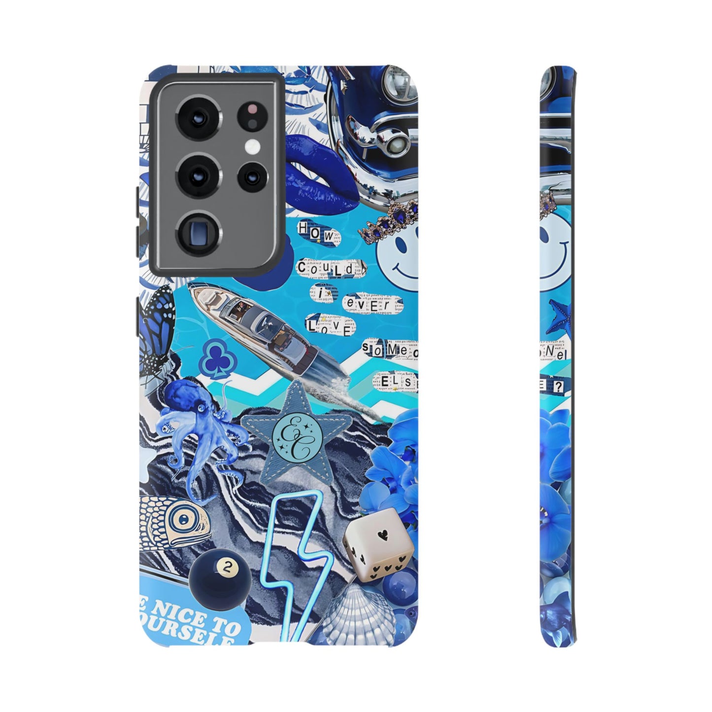 Eclectic Blue Collage Tough Phone Case