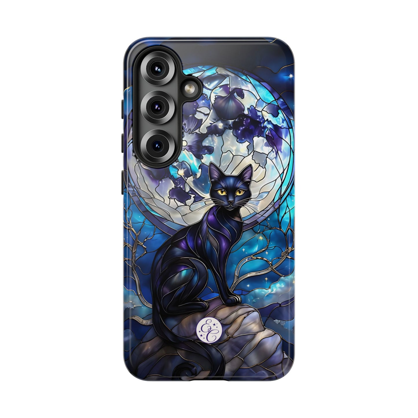 Stained Glass Black Cat Tough Phone Case