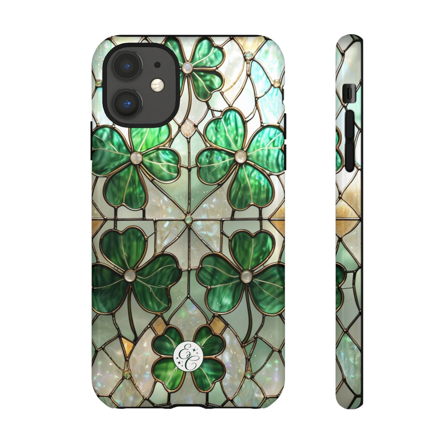 Lucky Clover Stained Glass Pattern Tough Phone Case