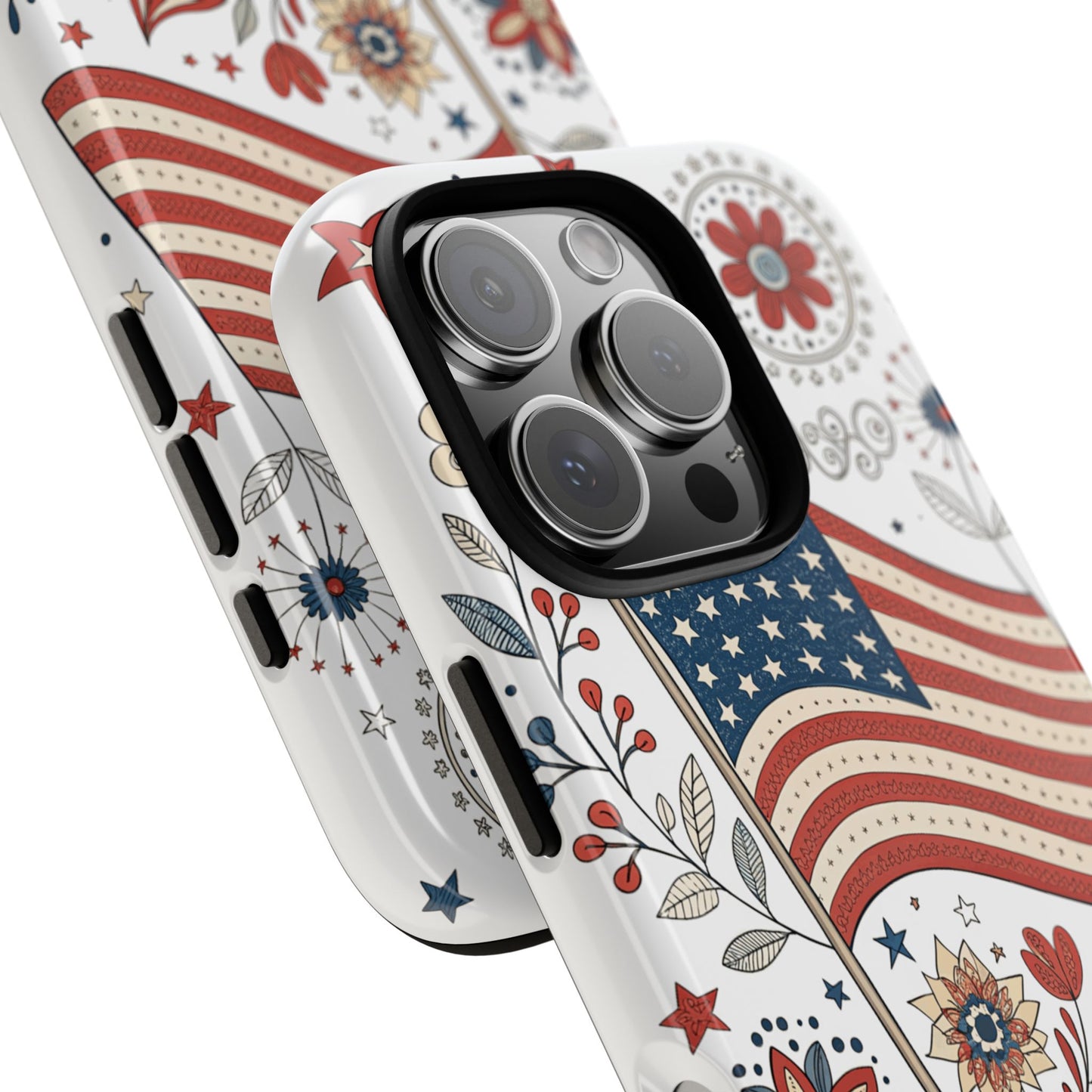 Boho USA Flag Floral Tough Phone Case