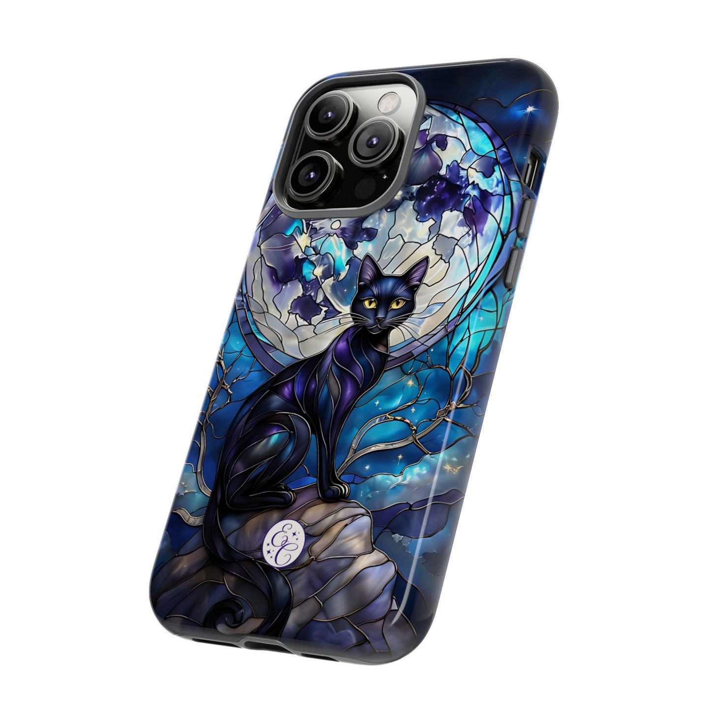 Stained Glass Black Cat Tough Phone Case