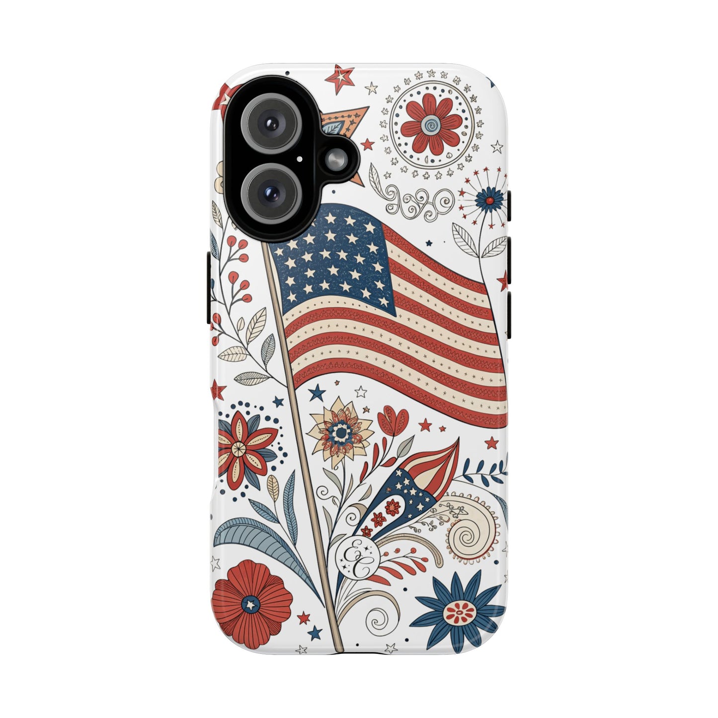 Boho USA Flag Floral Tough Phone Case