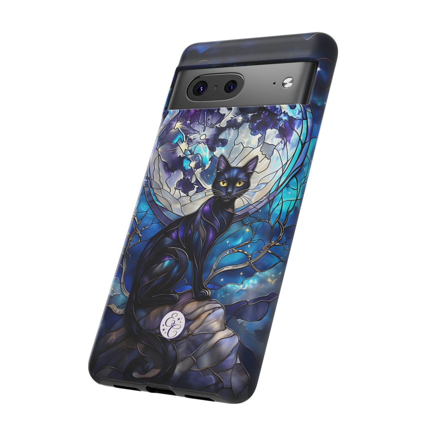 Stained Glass Black Cat Tough Phone Case