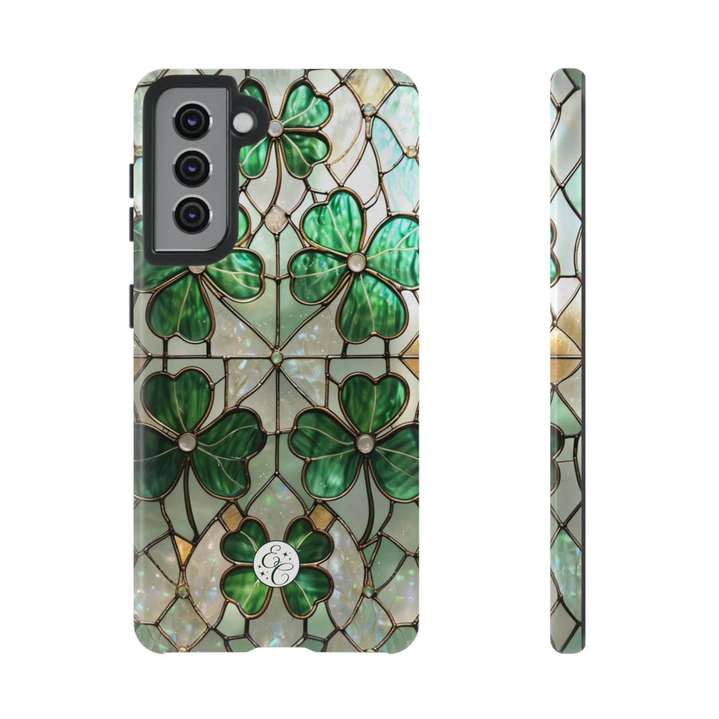 Lucky Clover Stained Glass Pattern Tough Phone Case