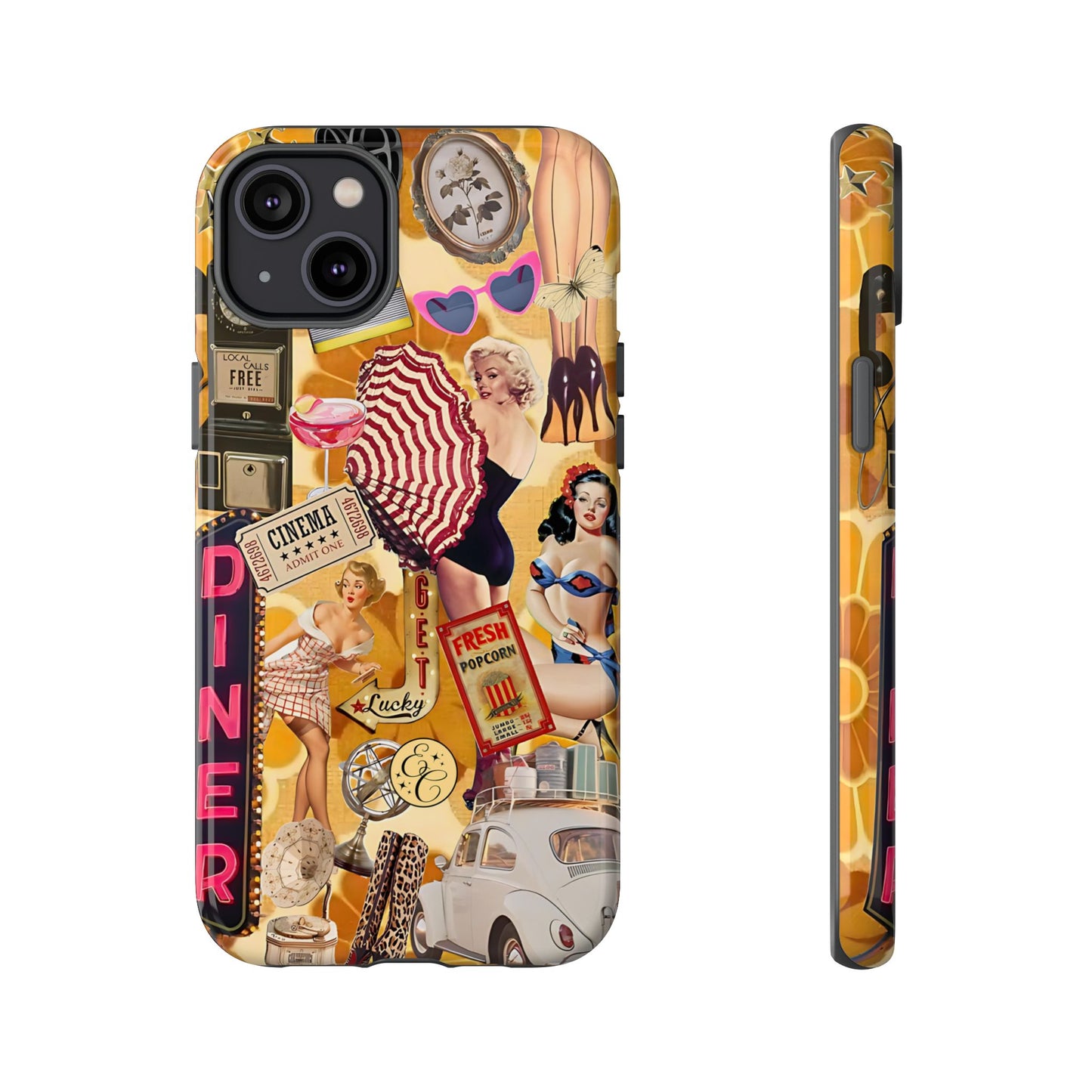 Retro Pin-up Collage Tough Phone Case