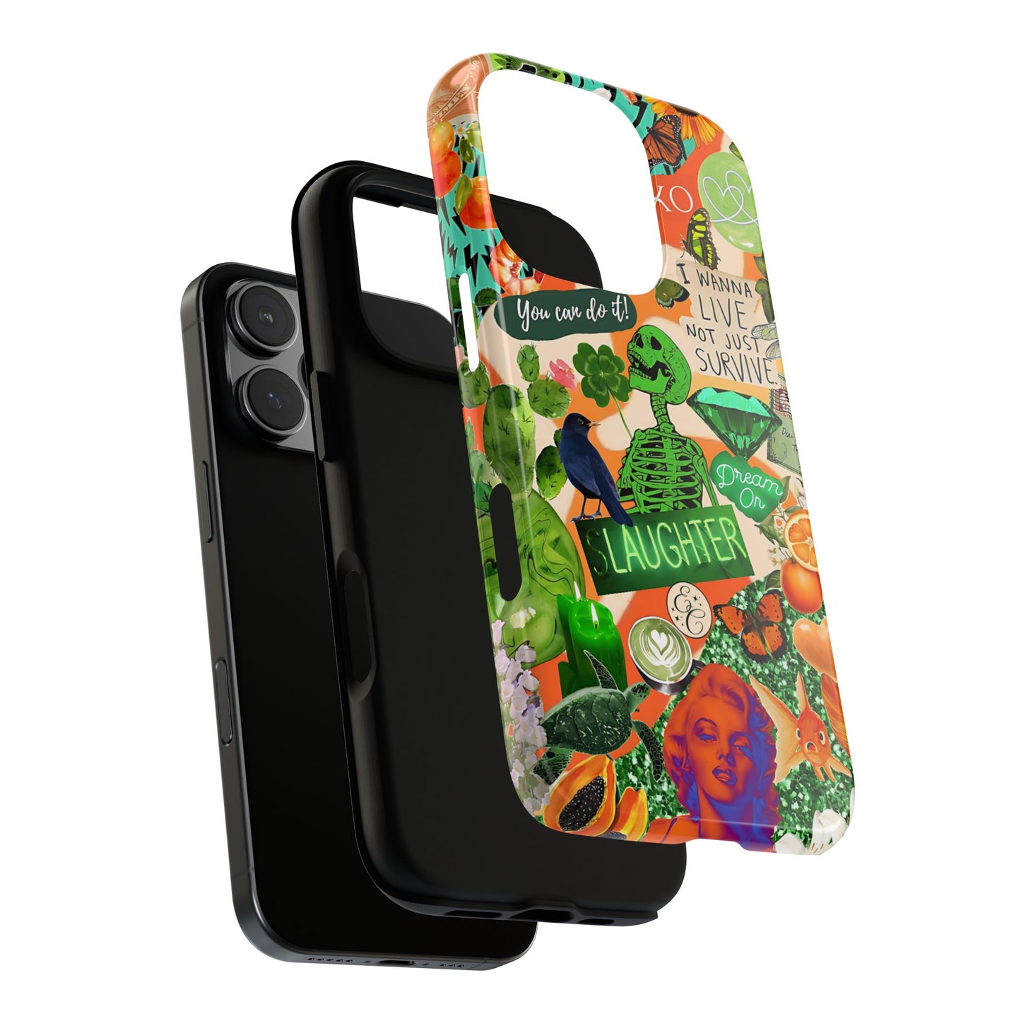 Green and Orange Collage Tough Phone Case