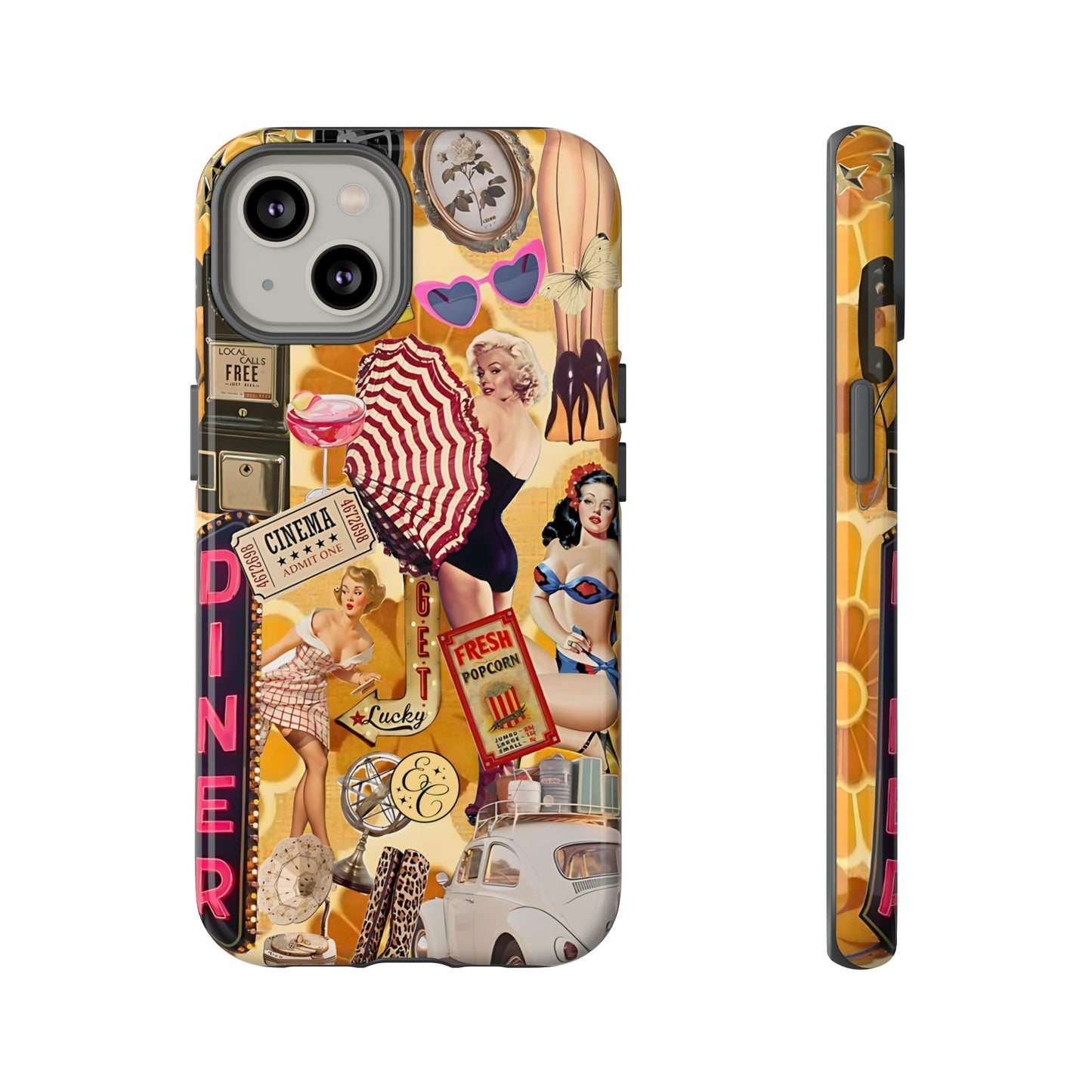 Retro Pin-up Collage Tough Phone Case